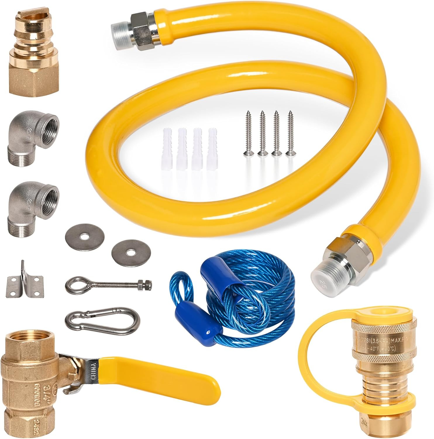 1675Kit48 Safety System Kit, 48″ Gas Hose Connector Kit with Full Port 3/4″ Quic