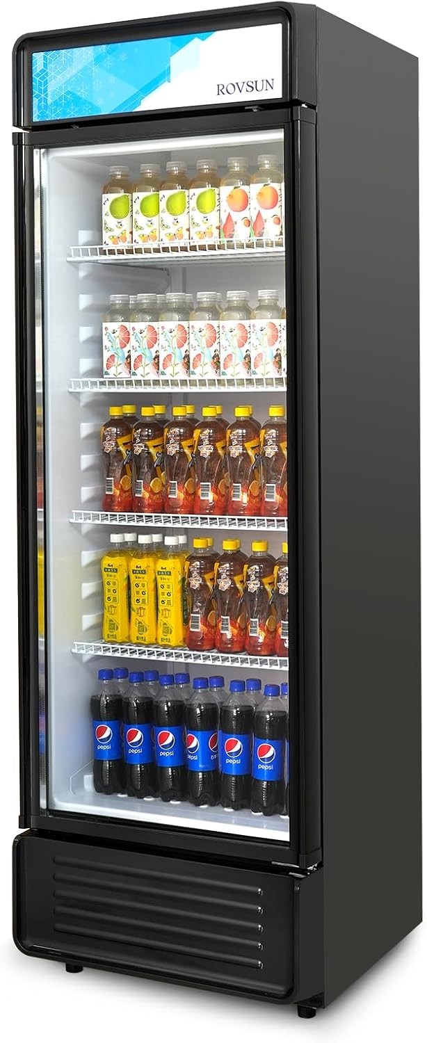 12.2cu.ft One-Door Commercial Merchandiser Refrigerator Beverage Cooler in Black