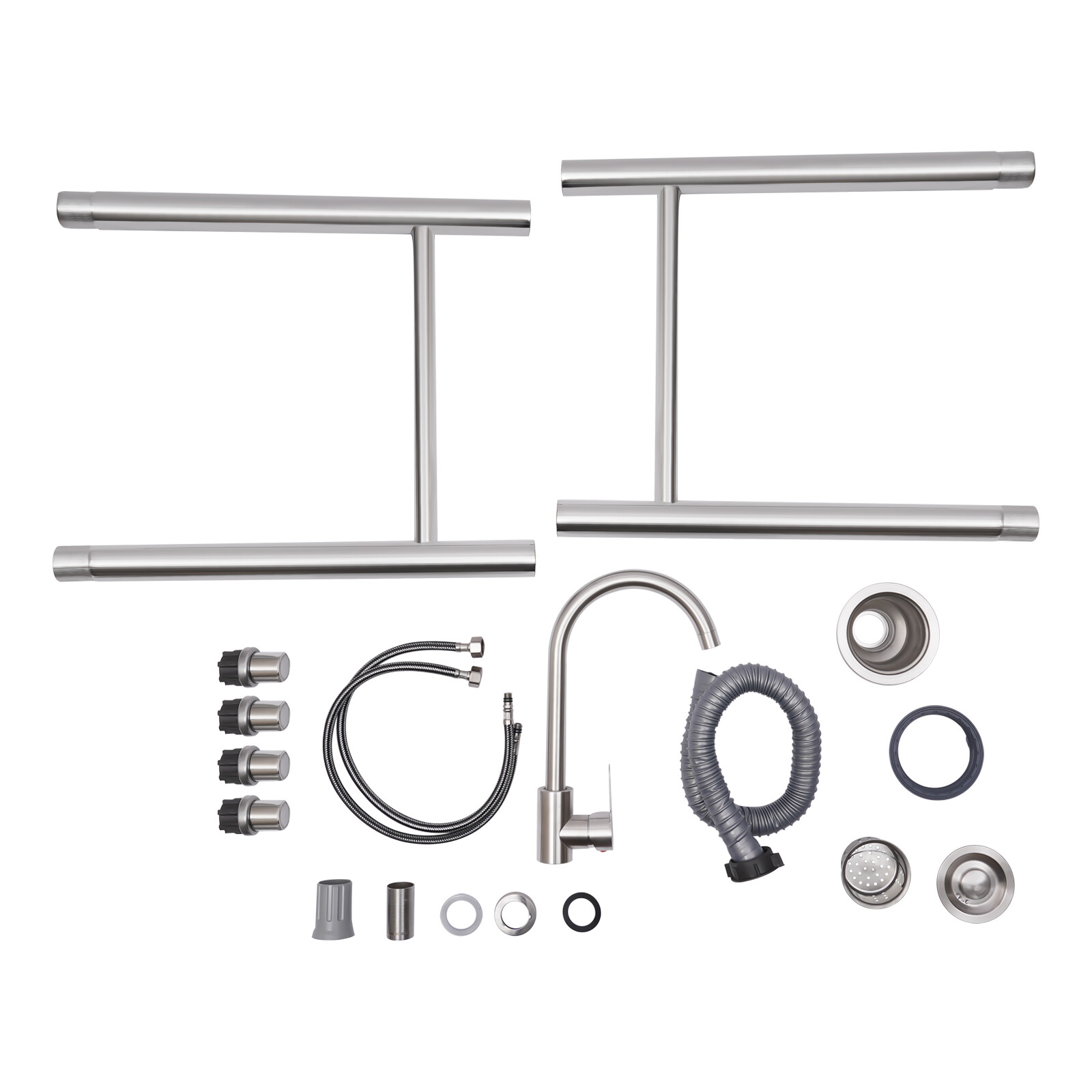 Commercial Stainless Steel Utility Sink with 360° Faucet & Large Capacity
