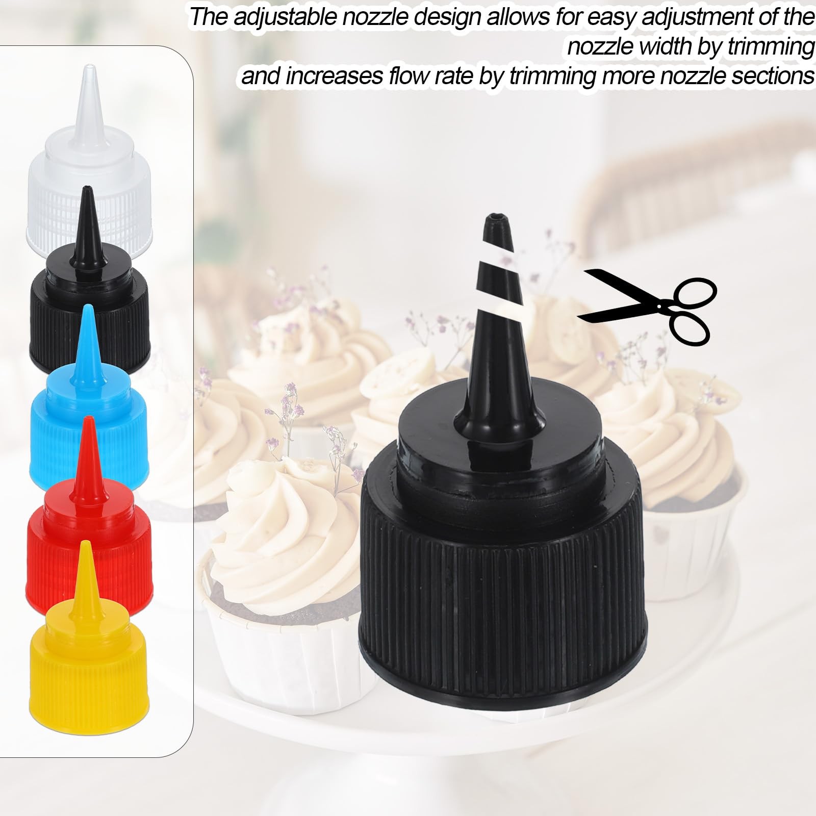 10 Pcs Squeeze Bottles 2 oz 2 Oz, Blue + Black + Red + Yellow + Transparent