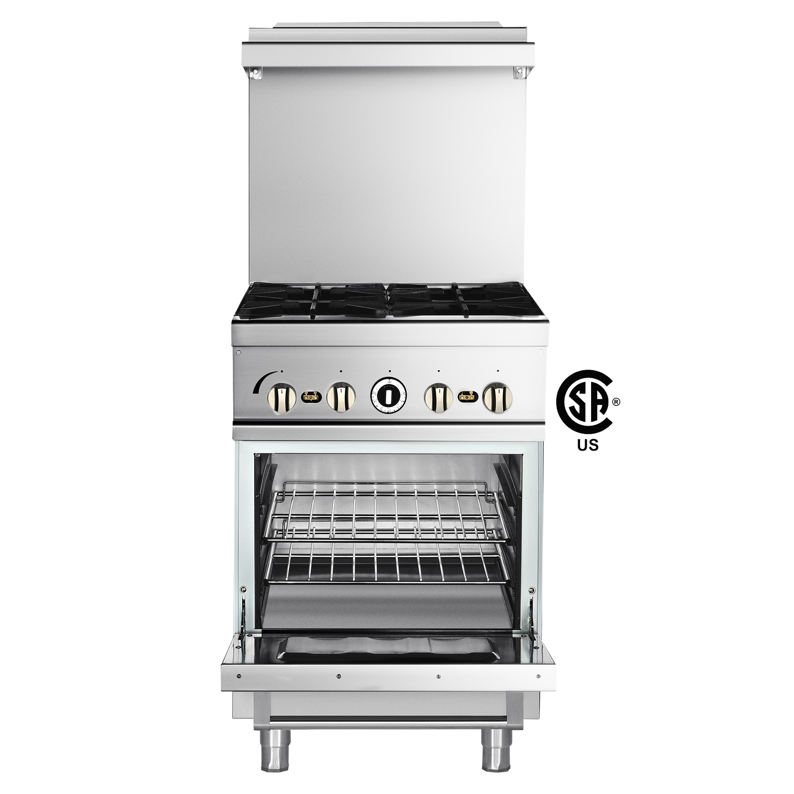 WILPREP 24″ Commercial Gas Range + Convection Oven 4 Burners 153000 BTU NG & LP