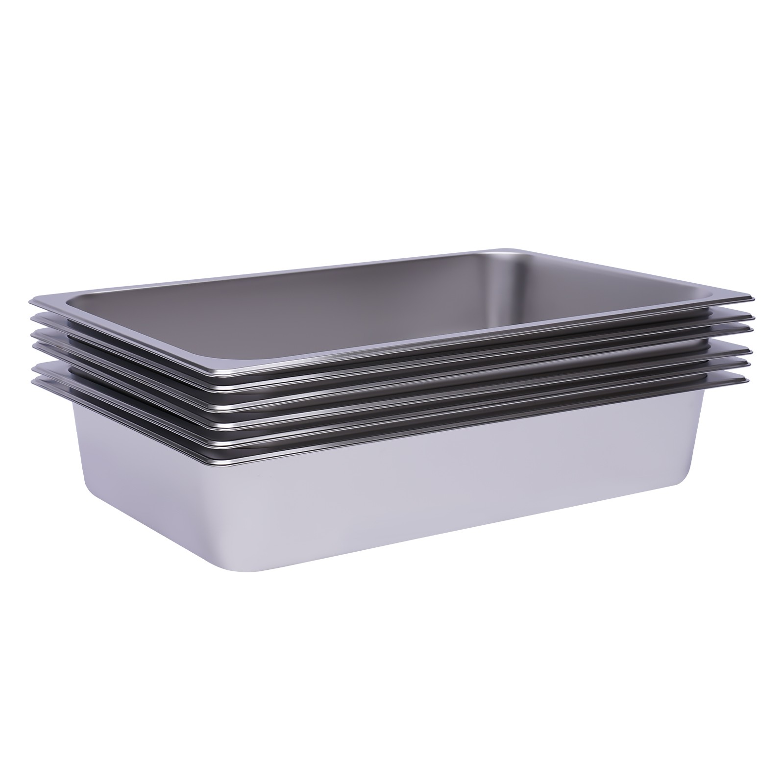 6-Pack 4 Inch Stainless Steel Steam Table Pans Deep Restaurant Steam Table Pans