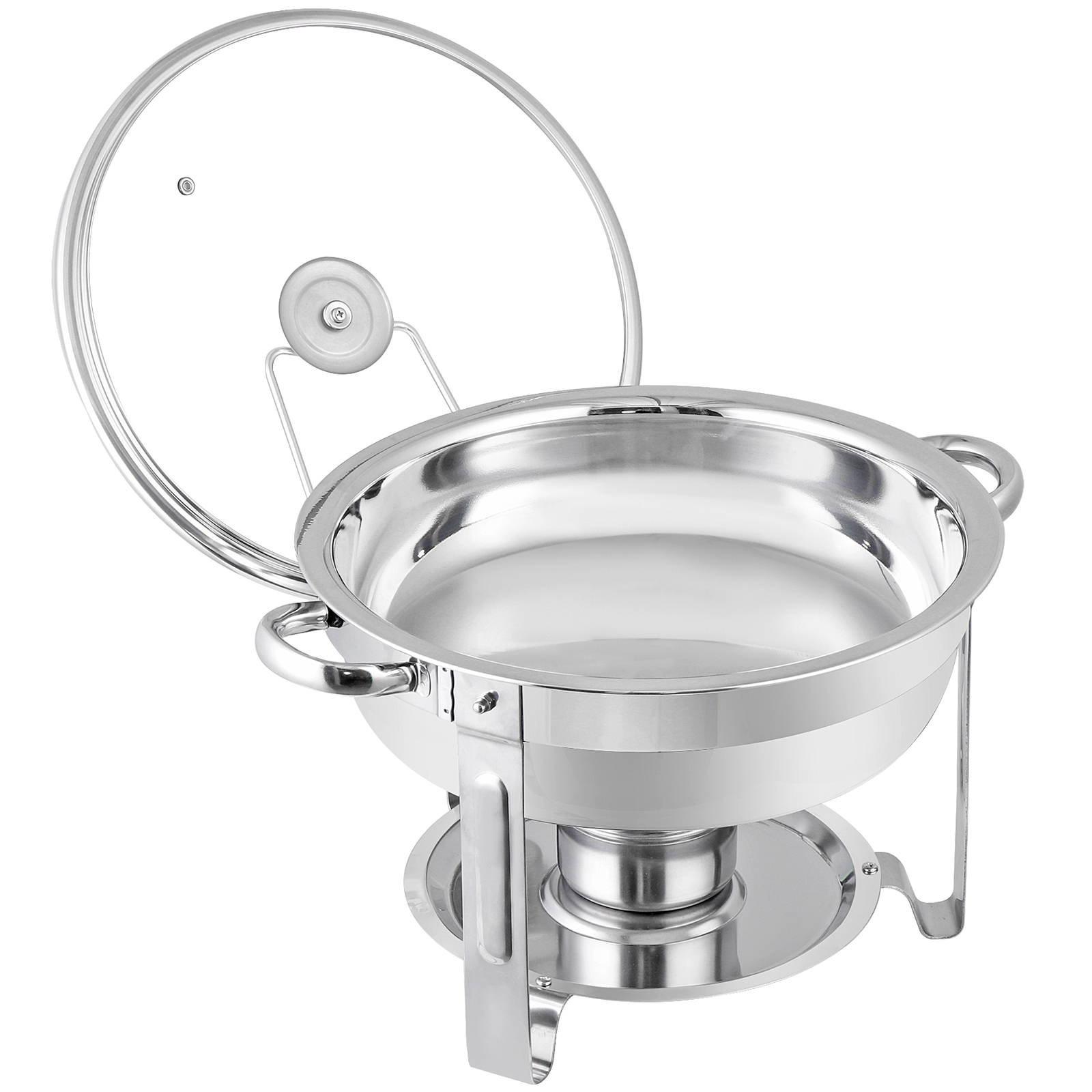 2 PCS 5 Qt Stainless Steel Round Chafing Dishes Buffet Warmer Set with Lid