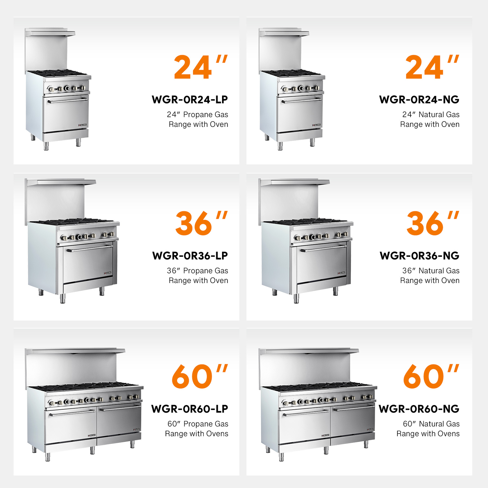 WILPREP 24″ Commercial Gas Range + Convection Oven 4 Burners 153000 BTU NG & LP