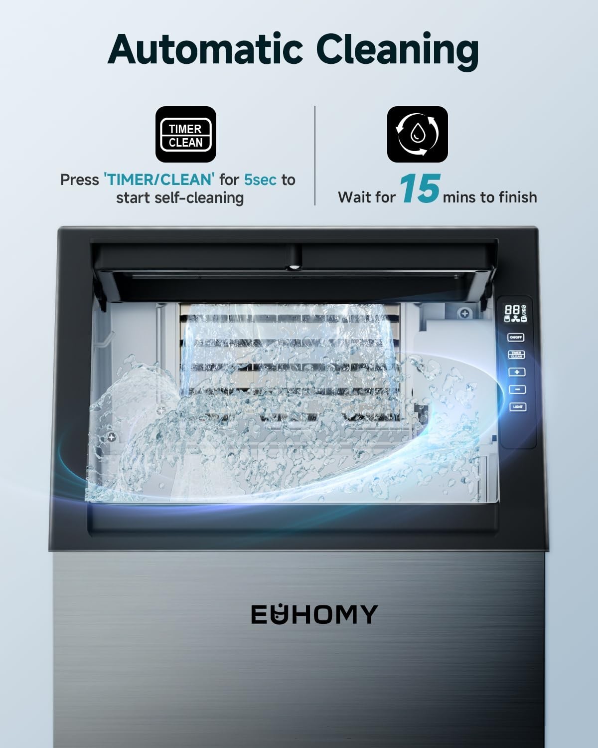 Adjustable Ice Thickness Ice Maker with 33 lbs Bin – Perfect for Bars & Homes