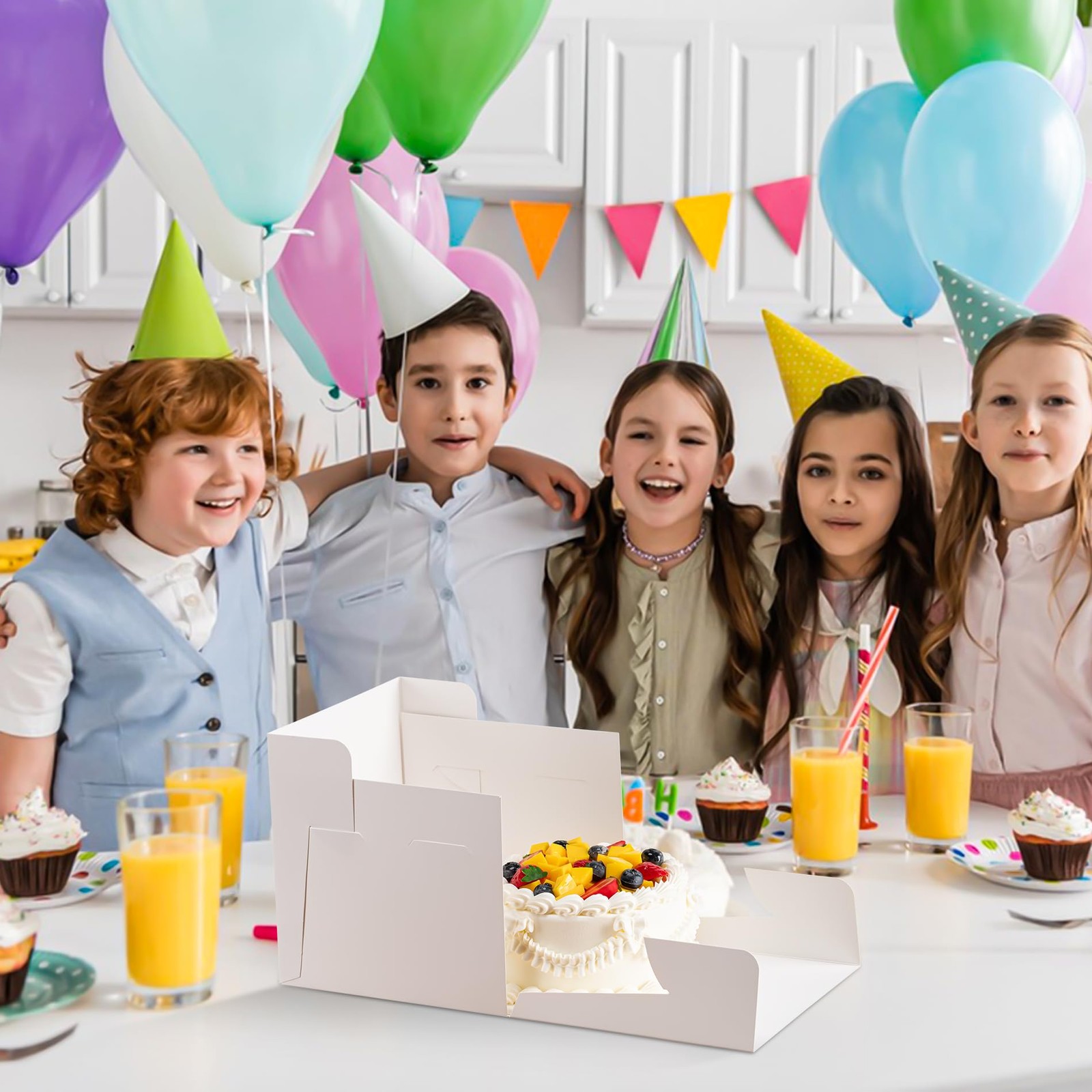5 Pack Cake Boxes 12 Inch, 12x12x8 Inches Tall 10x10x8 inches, White