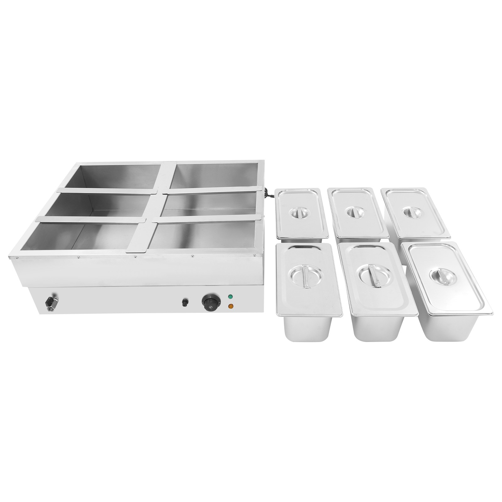 Stainless Steel Soup Warmer Electric Food Warmer 6-Pan Commercial Food Warmer