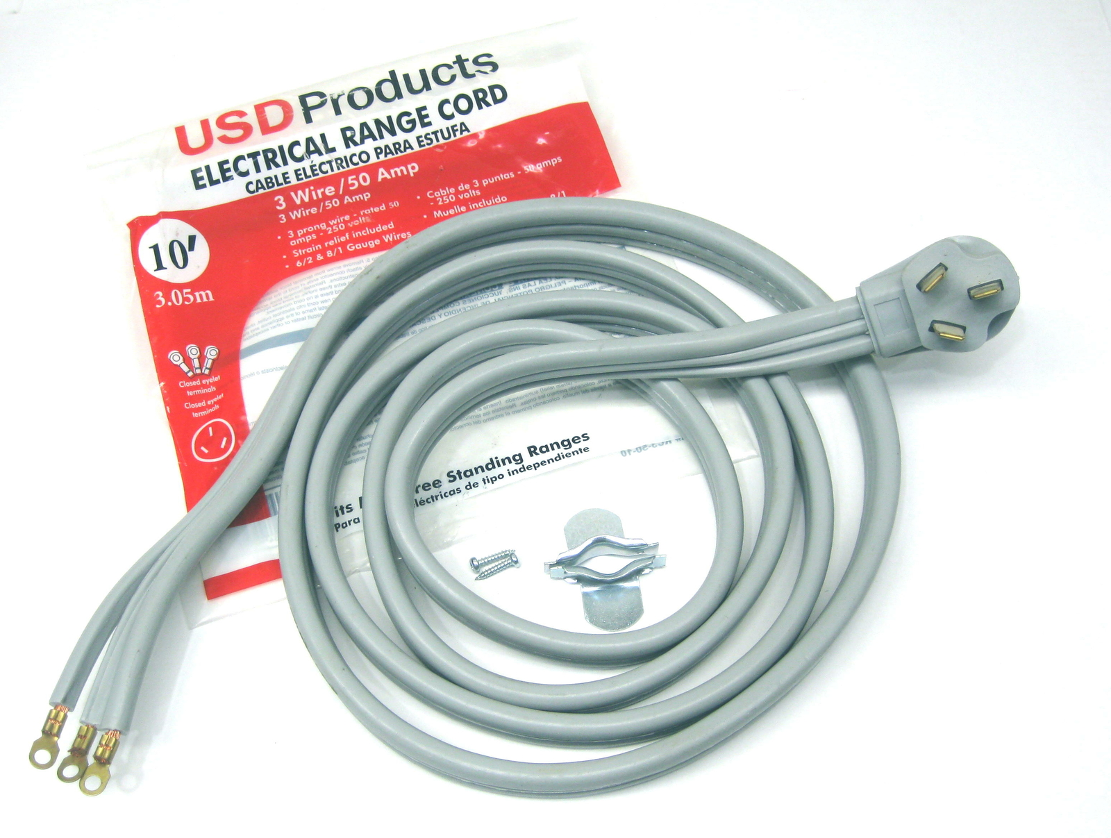 Range Oven Electric Power Cord 3 Prong Wire 50 Amp 10′ Foot Heavy Duty
