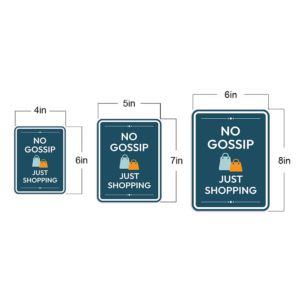 Portrait Round Plus No Gossip Just Shopping Wall or Door Sign | Public Shop/Cafe