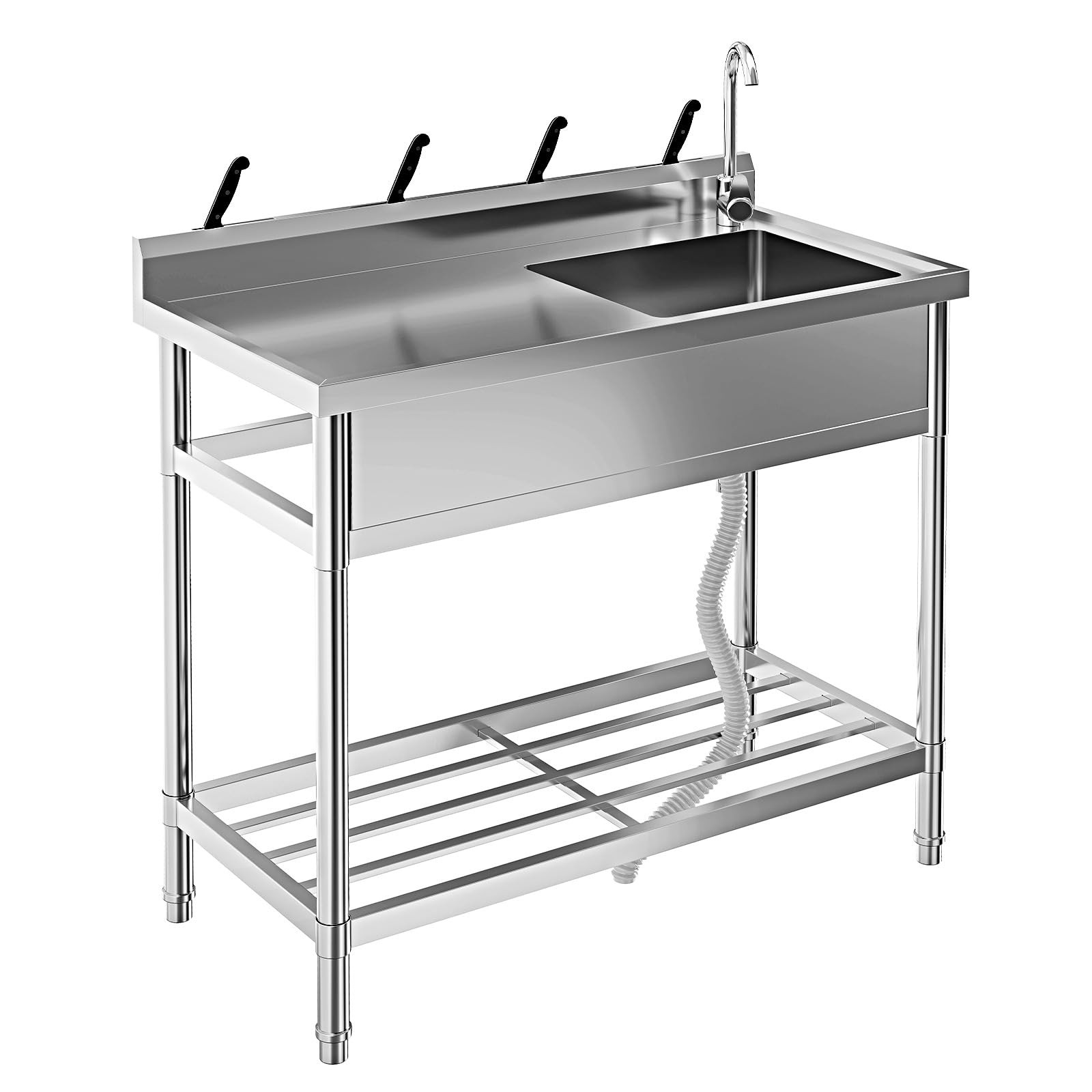 Stainless Steel Utility Sink Free Standing Single Bowl Commercial Kitchen Sink