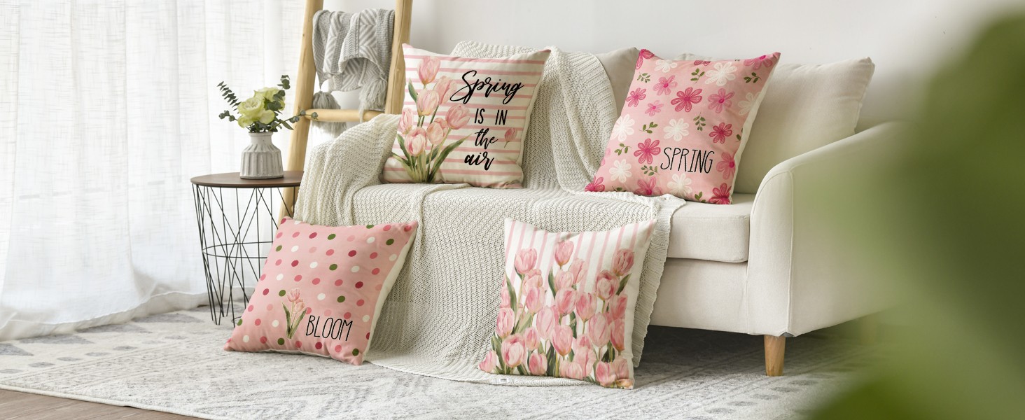 Spring Mangnolia Green Throw Pillow Covers, 16 x 16 Inch Hello Sunshine Vases