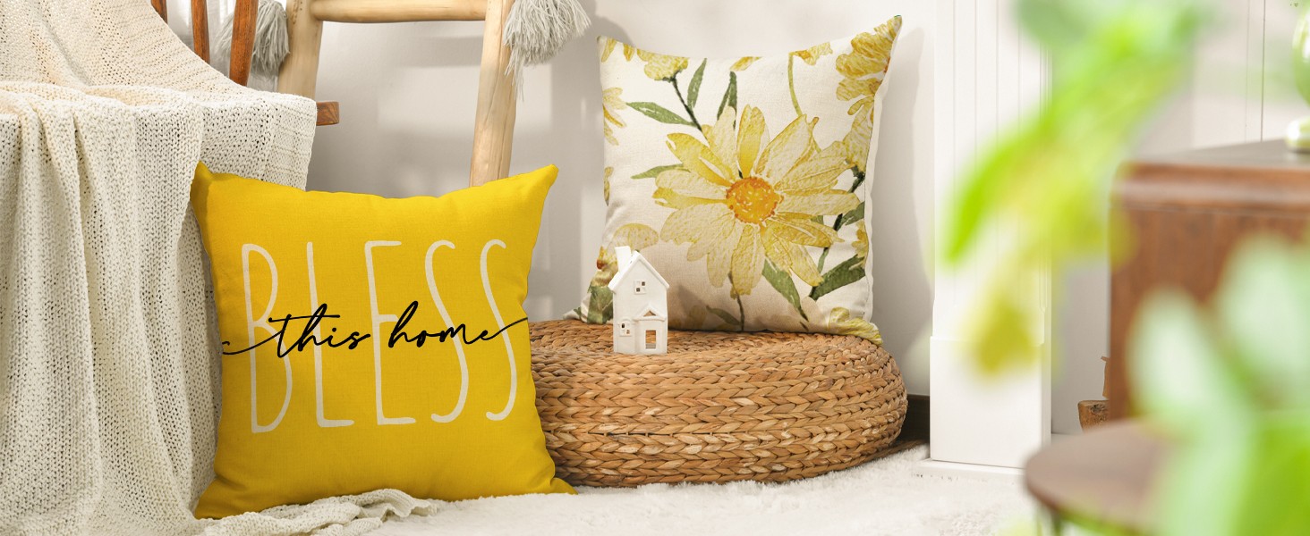 Spring Mangnolia Green Throw Pillow Covers, 16 x 16 Inch Hello Sunshine Vases