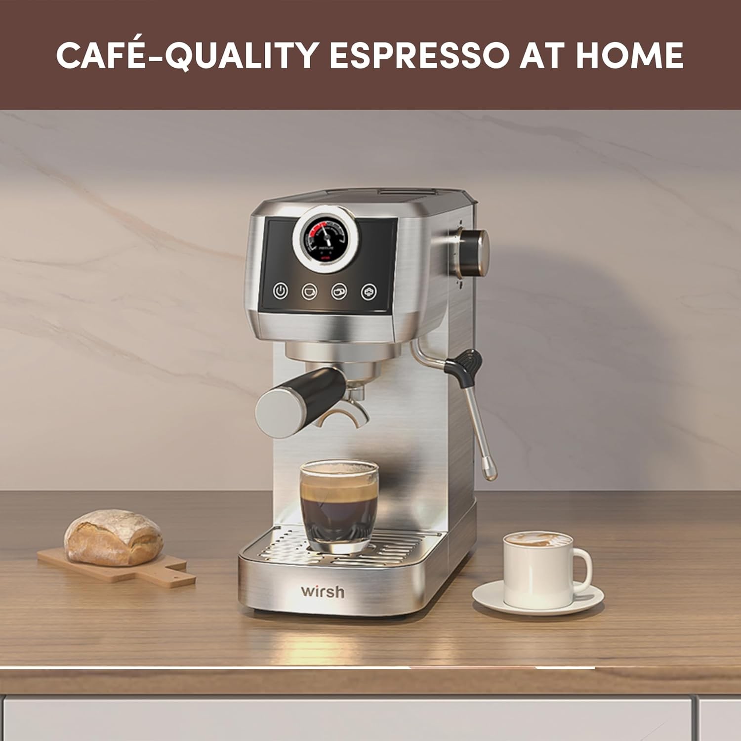 Espresso Machine,20 Bar Semi-Automatic Espresso Maker with Milk Frother