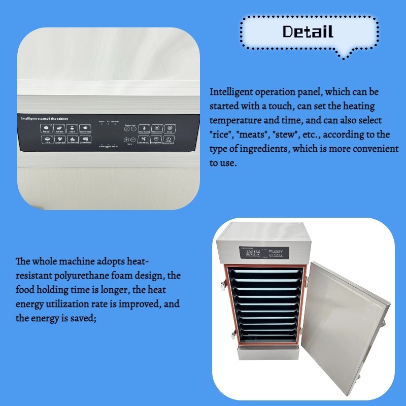 Electric 8 Floors Steamer 220V 3PH 9KW Electric Stainless Steel Steaming Cabinet