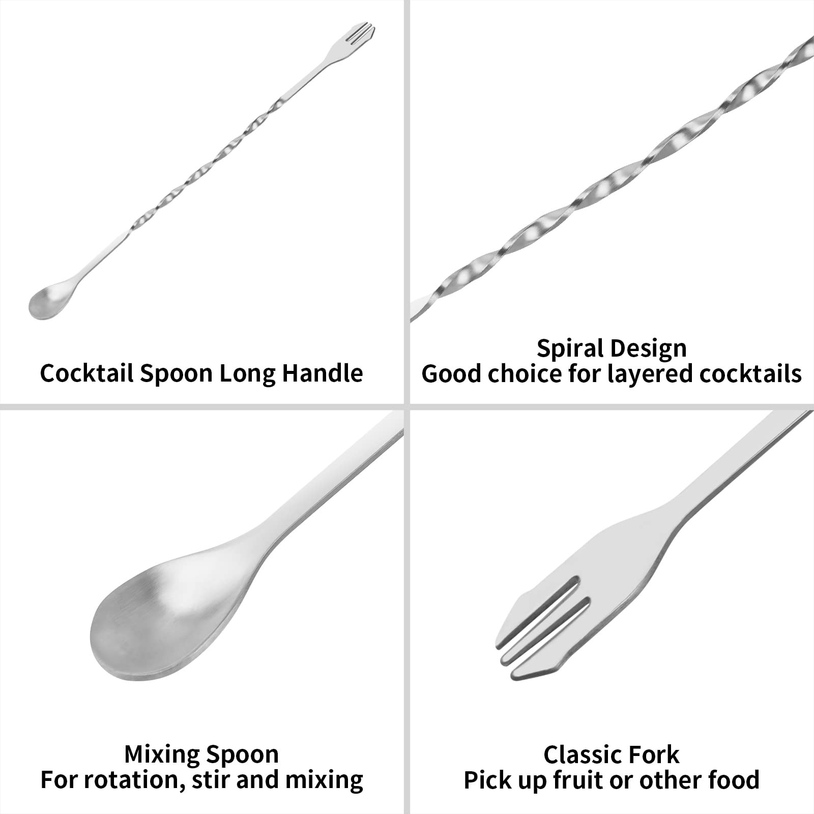 tifanso Muddler for Cocktails, 10″ and Long Handle Bar Silver