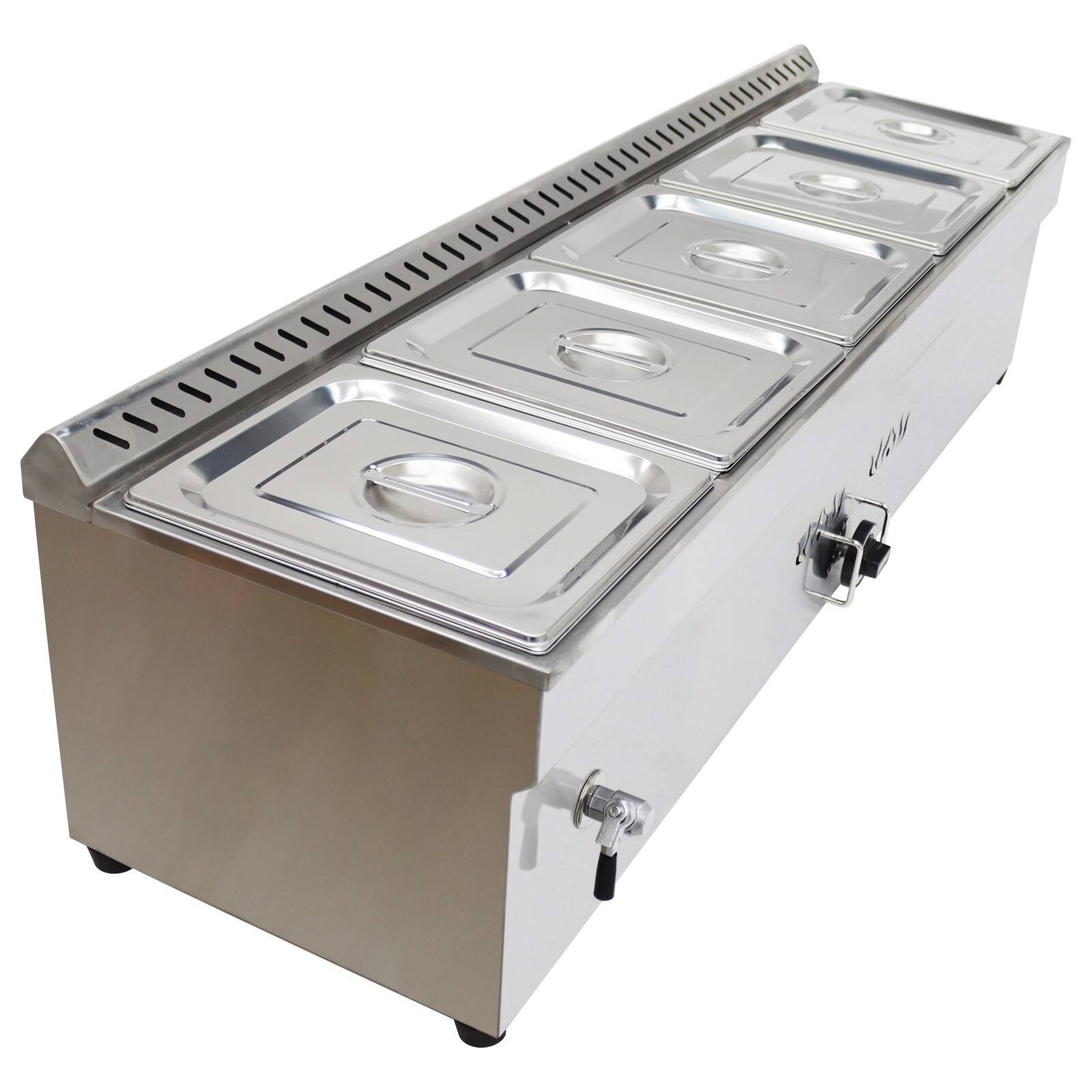 5-Deep Pan Propane Gas Steam Table Food Warmer/LPG Warm Soup Tank Size5*1/2