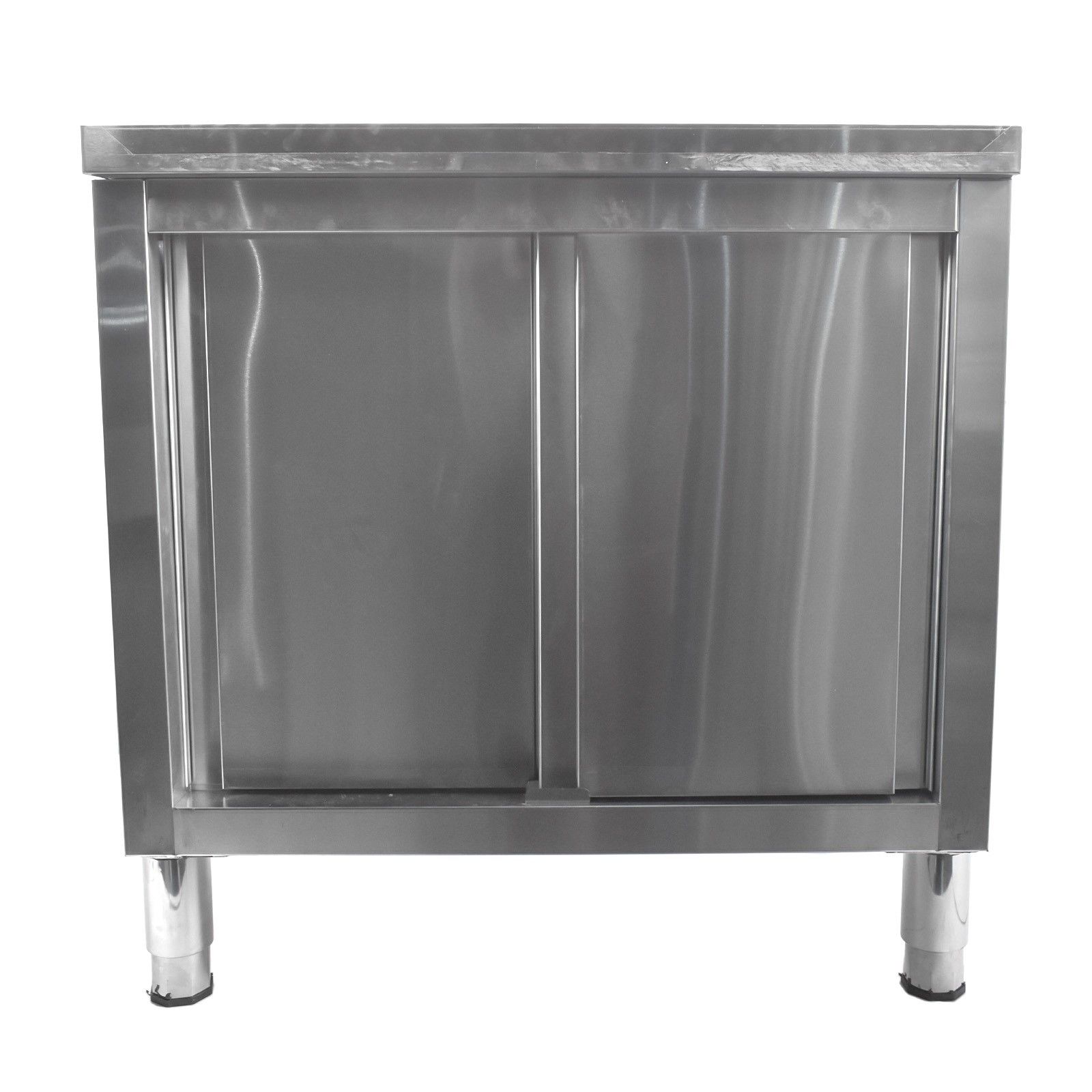 Stainless Steel Work Table with Cabinet Heavy Duty Prep Table Silver for Garage