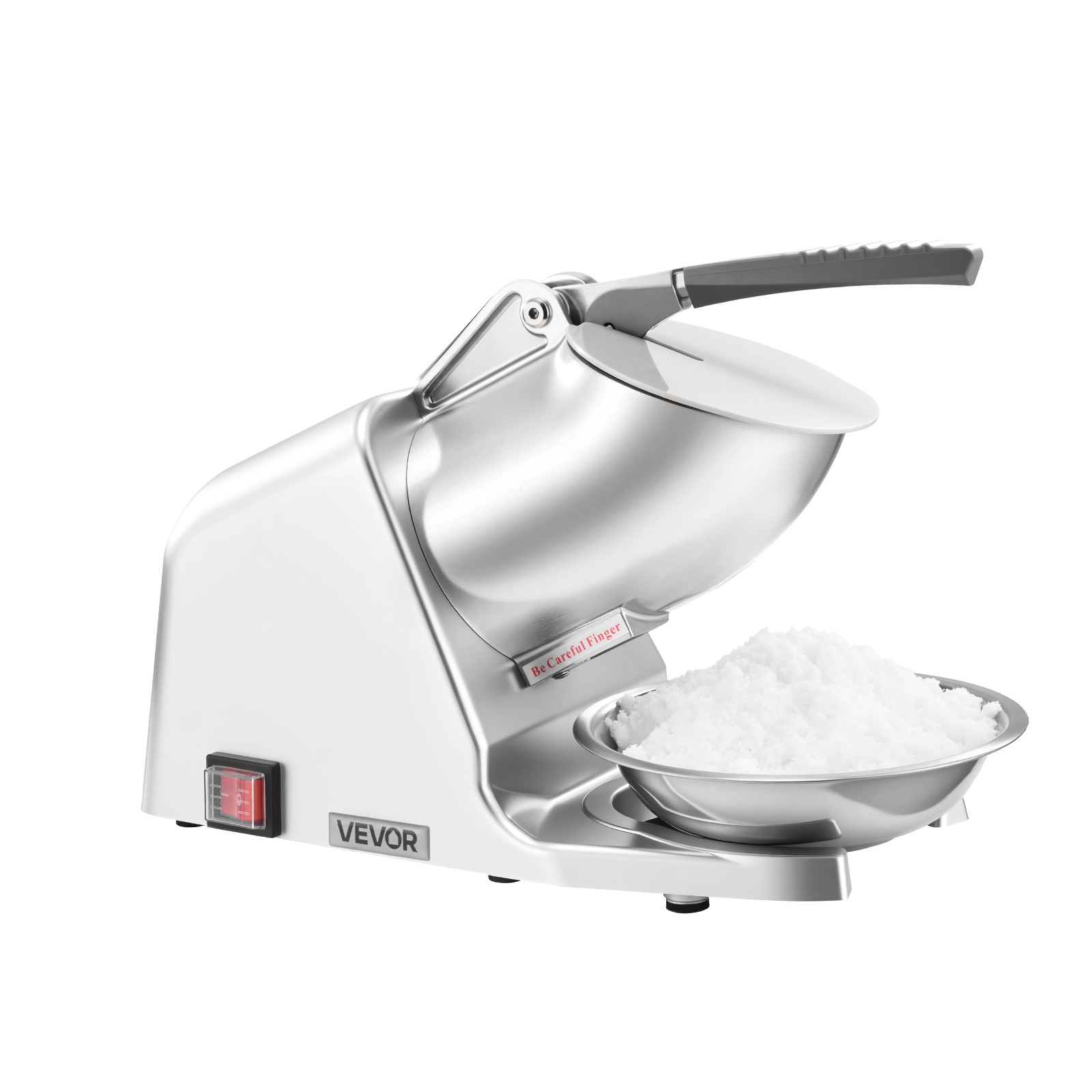 VEVOR Commercial Ice Crusher 286LBS/H Electric Snow Cone Maker Shaved Ice Silver