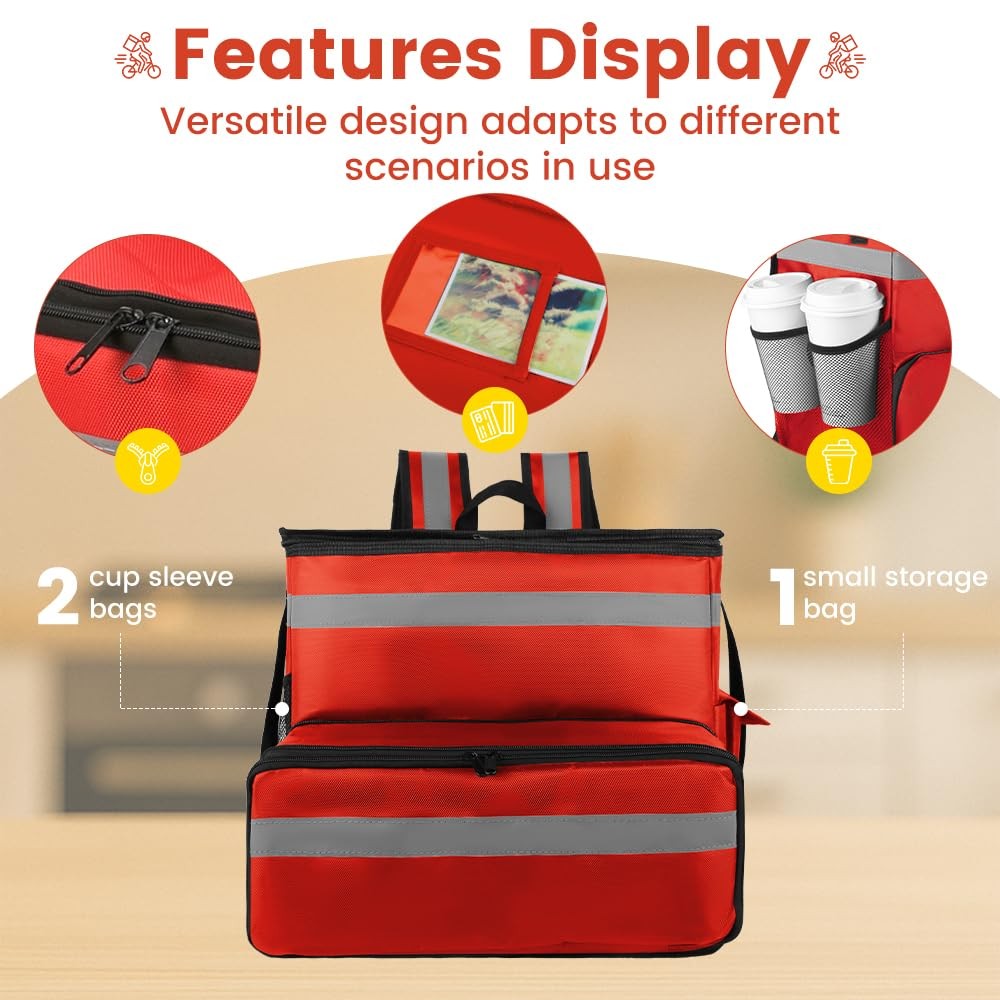 Large Insulated Food Delivery Backpack Expandable Capacity Bag for DoorDash