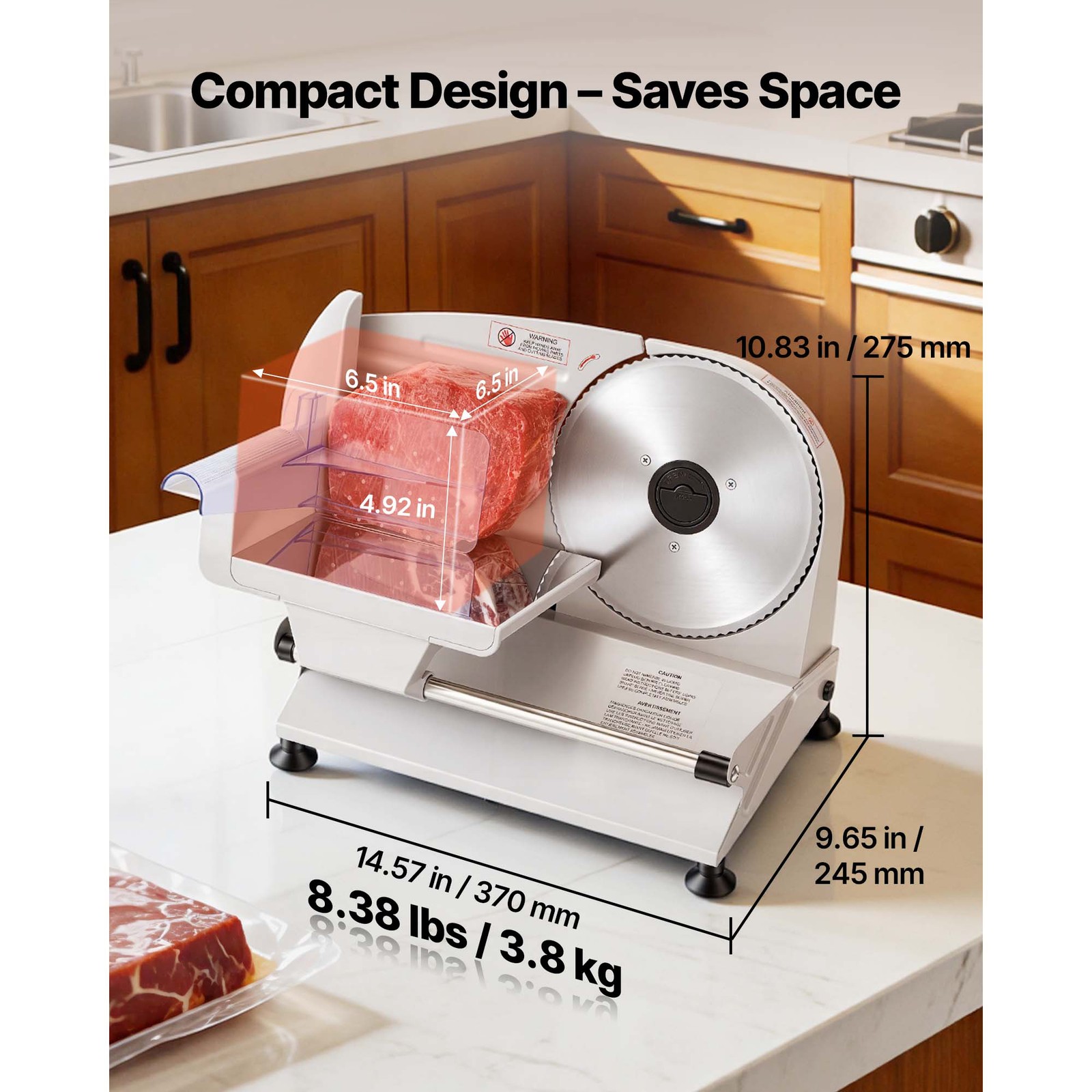 Uimoso 200W Electric Meat Slicer w/Dual 7.5″ Blades &Adjustable Thickness 0-0.6″