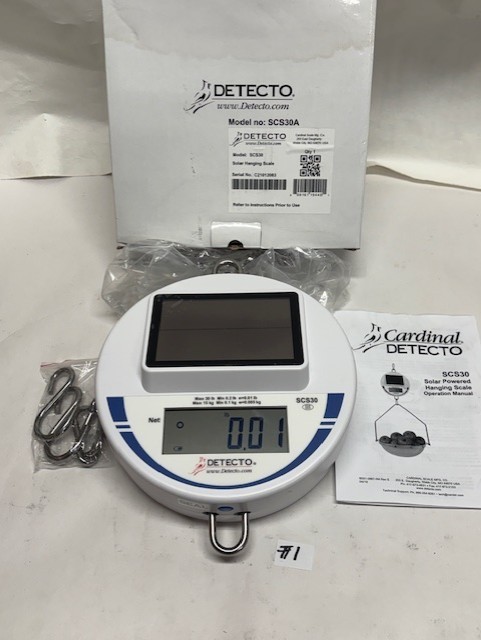 Detecto Solar Hanging Scale 30 lb./15kg Capacity SCS30 (#1) *
