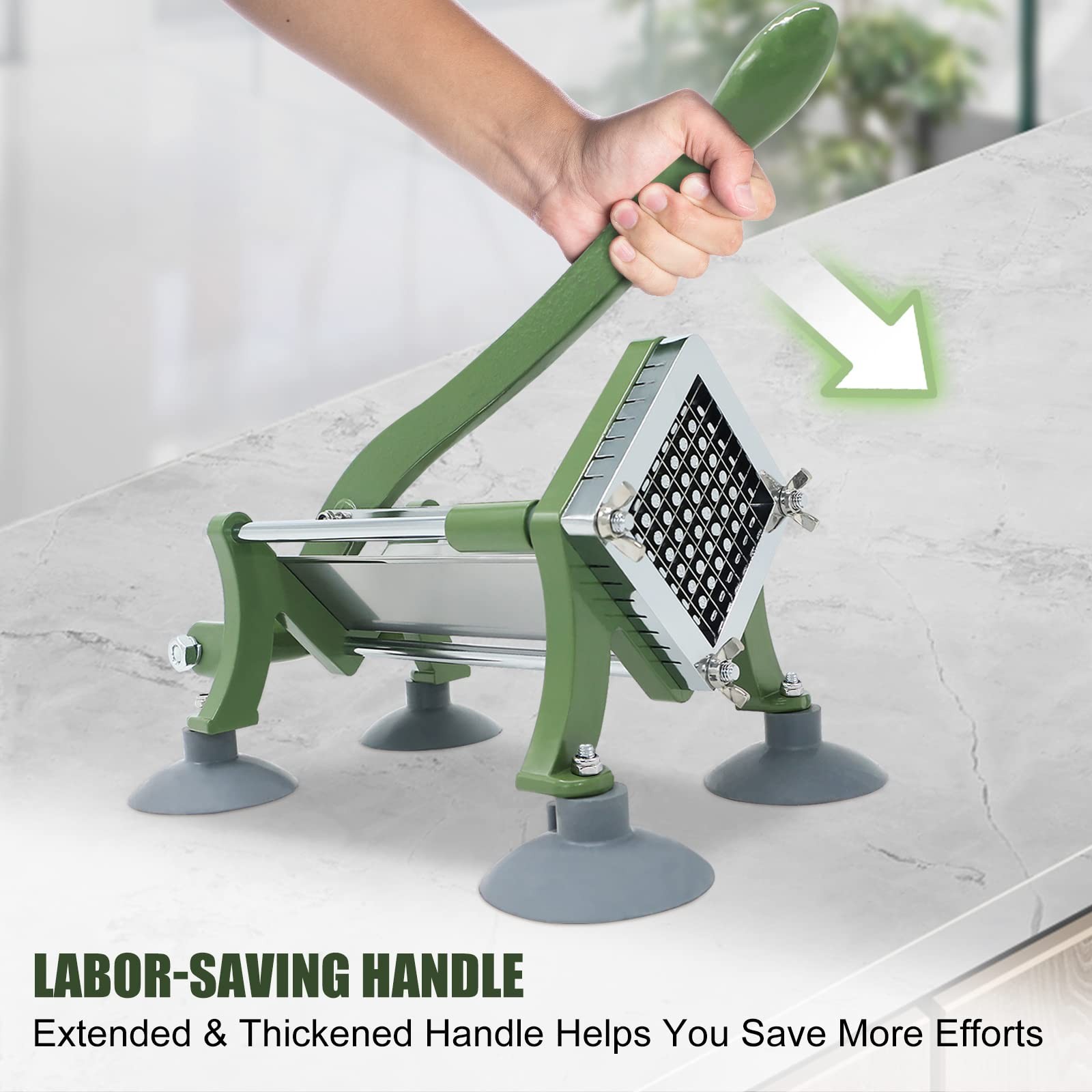 French Fry Cutter with 3/8 Inch Blade, Green 3/8-Inch Blade