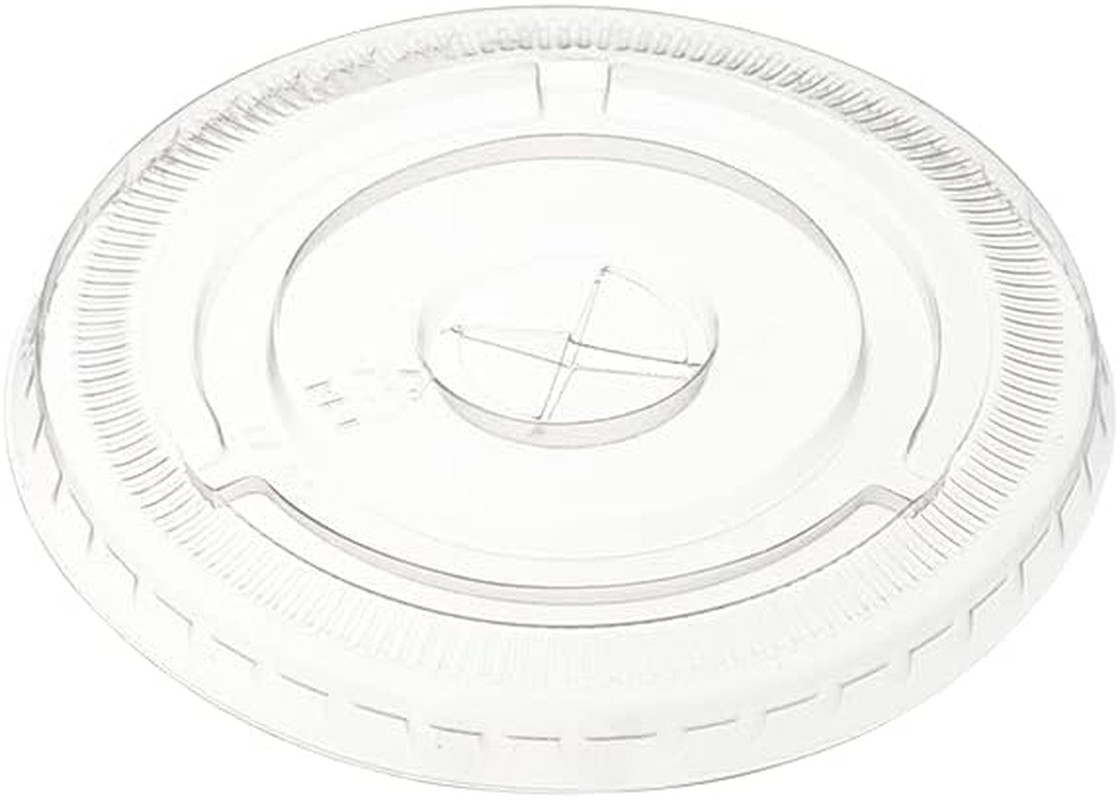 [100 Count] Clear PET Plastic Flat Lids with Straw Slot for 12, 16, 20 & 24 O…