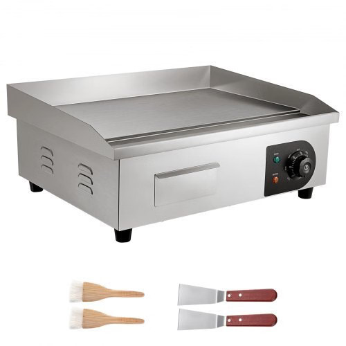 Commercial Electric Griddle, 1750W, 122-570°F Adjustable Temp Control, Stainles