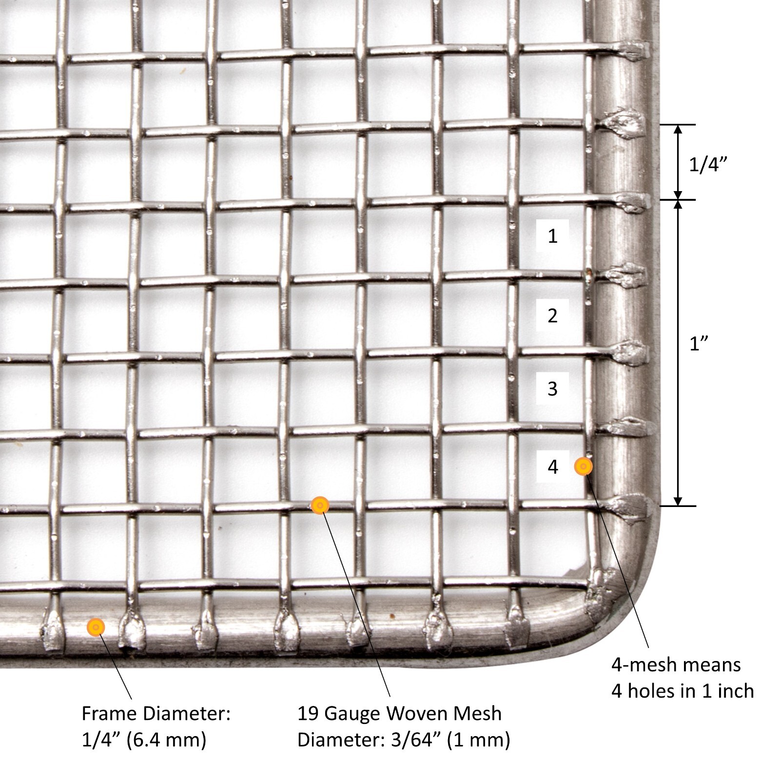 GSW 23″ x 23″ DN-FS23, 19 Gauge Stainless Steel Woven 4-mesh Donut Frying Screen