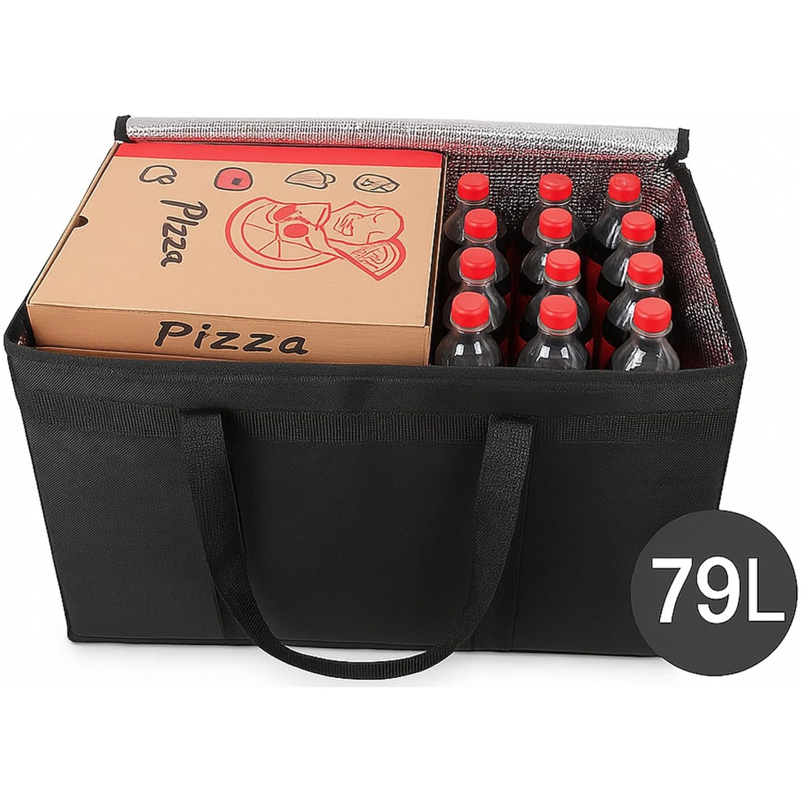 79L Insulated Food Delivery Bag Thermal Waterproof Pizza Bag for Catering Grocer