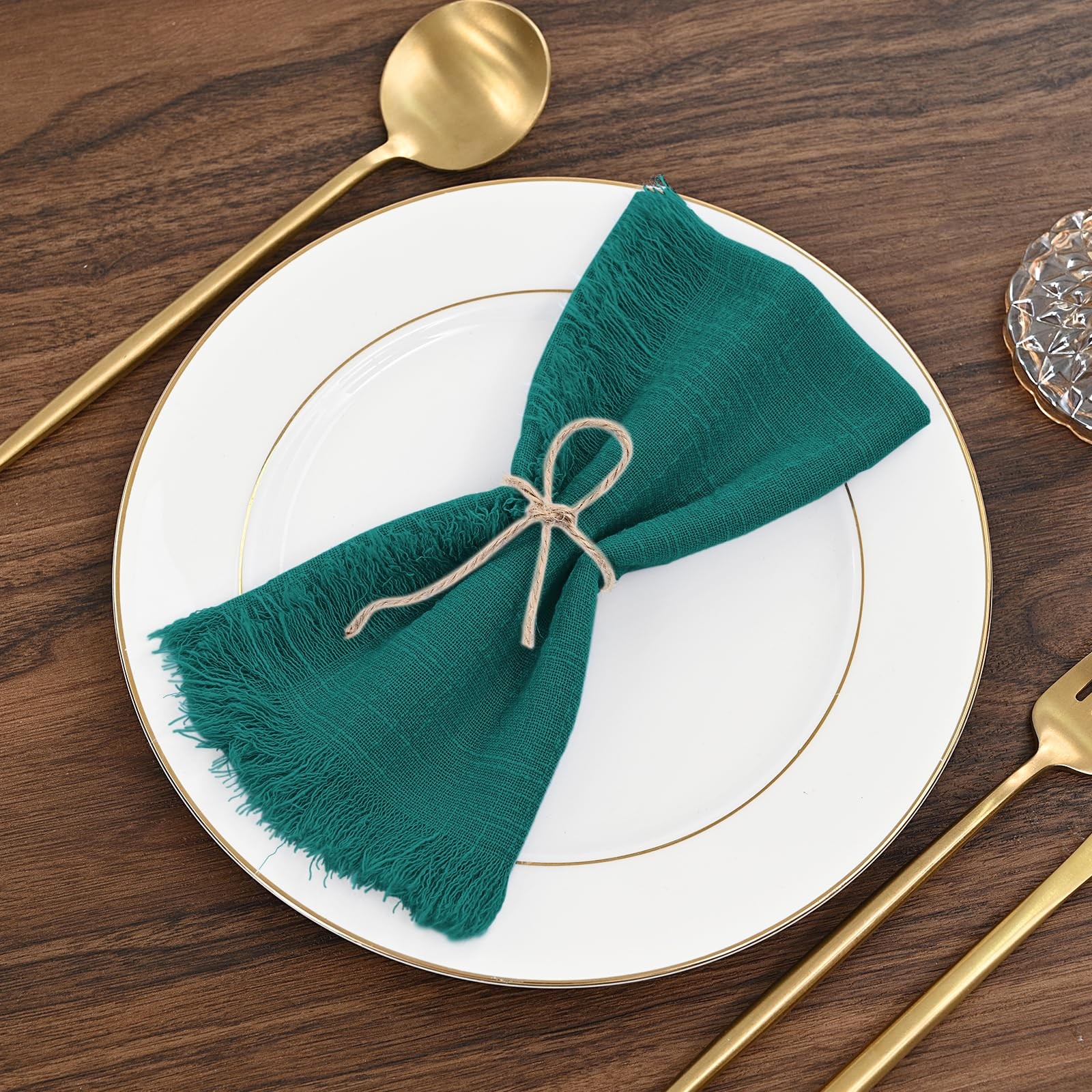 Abklesach 36 Pack Teal Cotton Linen Napkins 16 X 16 Inch Teal Napkins Cloth