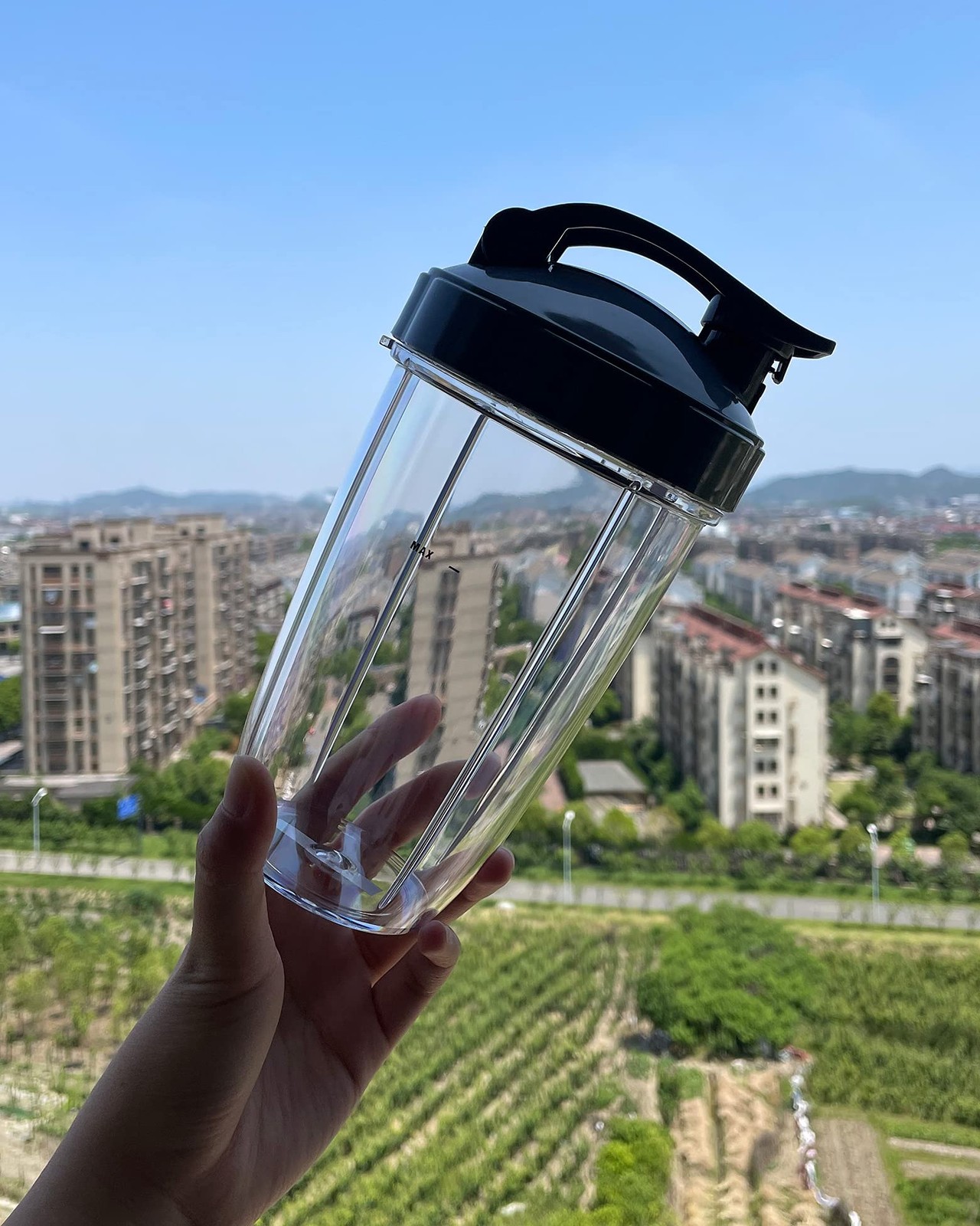 LVAINIT Blender Cups 24oz with Flip-Top To-Go-Lids Fit for 24oz, Clear