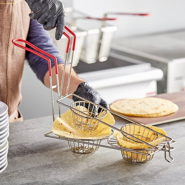 Tortilla Double Taco Cup Fry Basket Sturdy Nickel Plated Steel Heat Resistant 8″