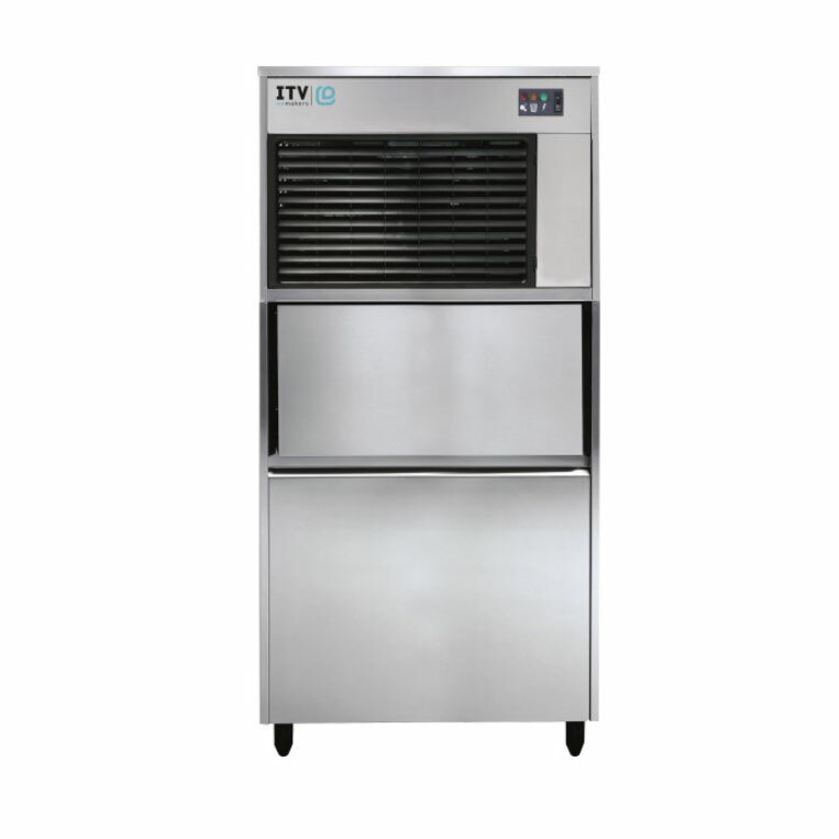 ITV IQ 300C Air-Cooled 132 lbs Flake-Style Ice Maker with Bin, 360 lbs/Day