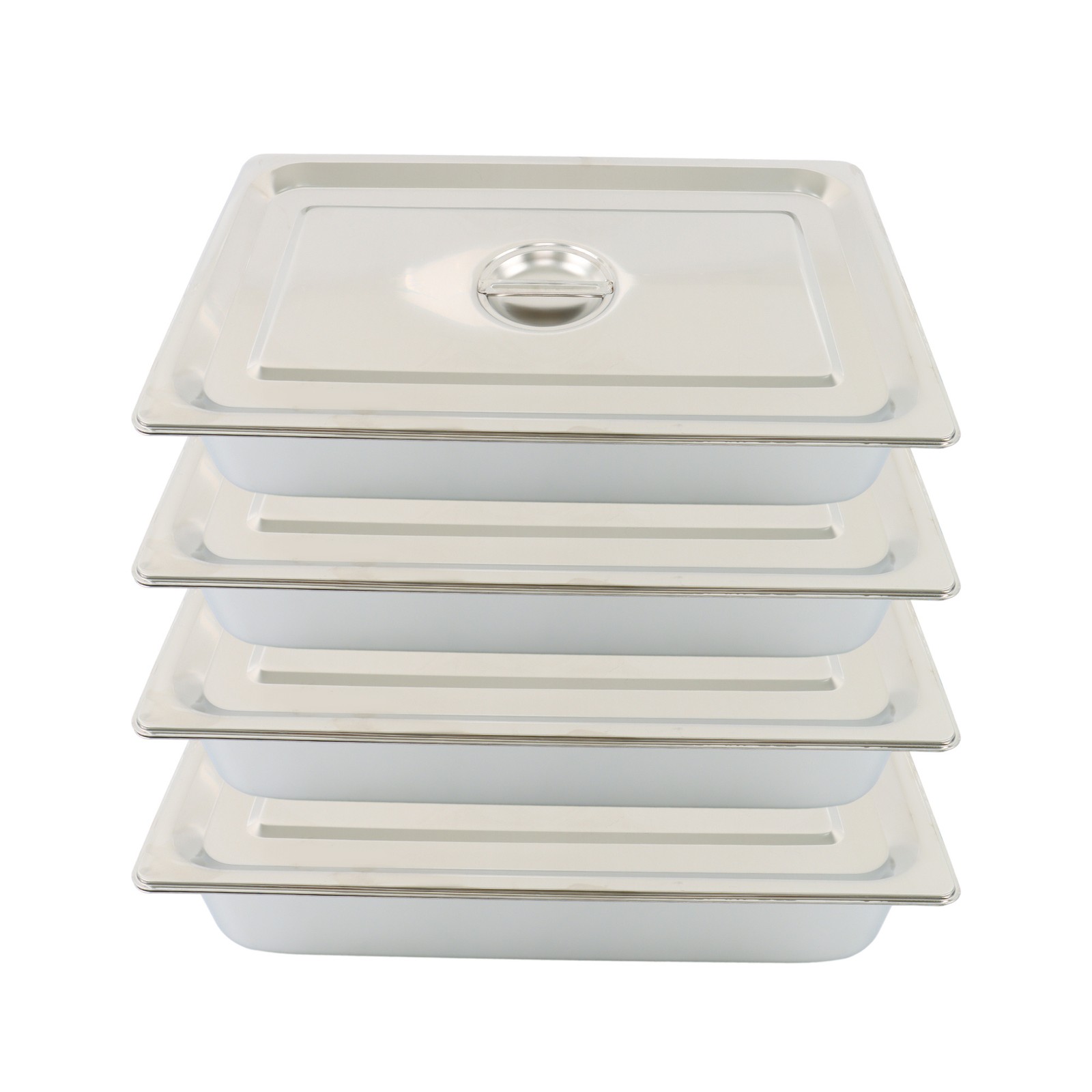 4″ Deep Full Size Steam Table Pans w/ Lids 4 Pack Set Hotel Food Buffet