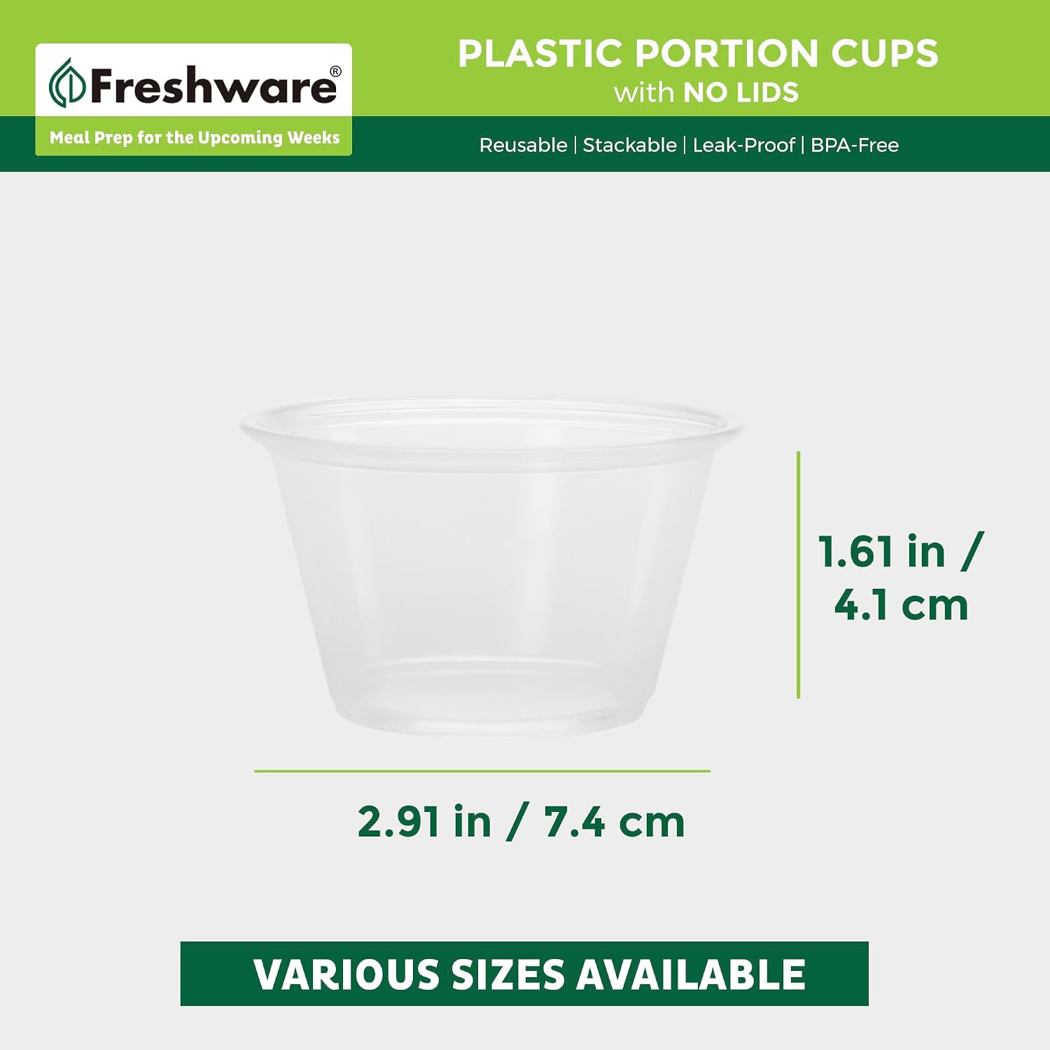 Freshware Plastic Portion Cups (No Lids) [4 Ounce, 250 Count] Disposable Plastic