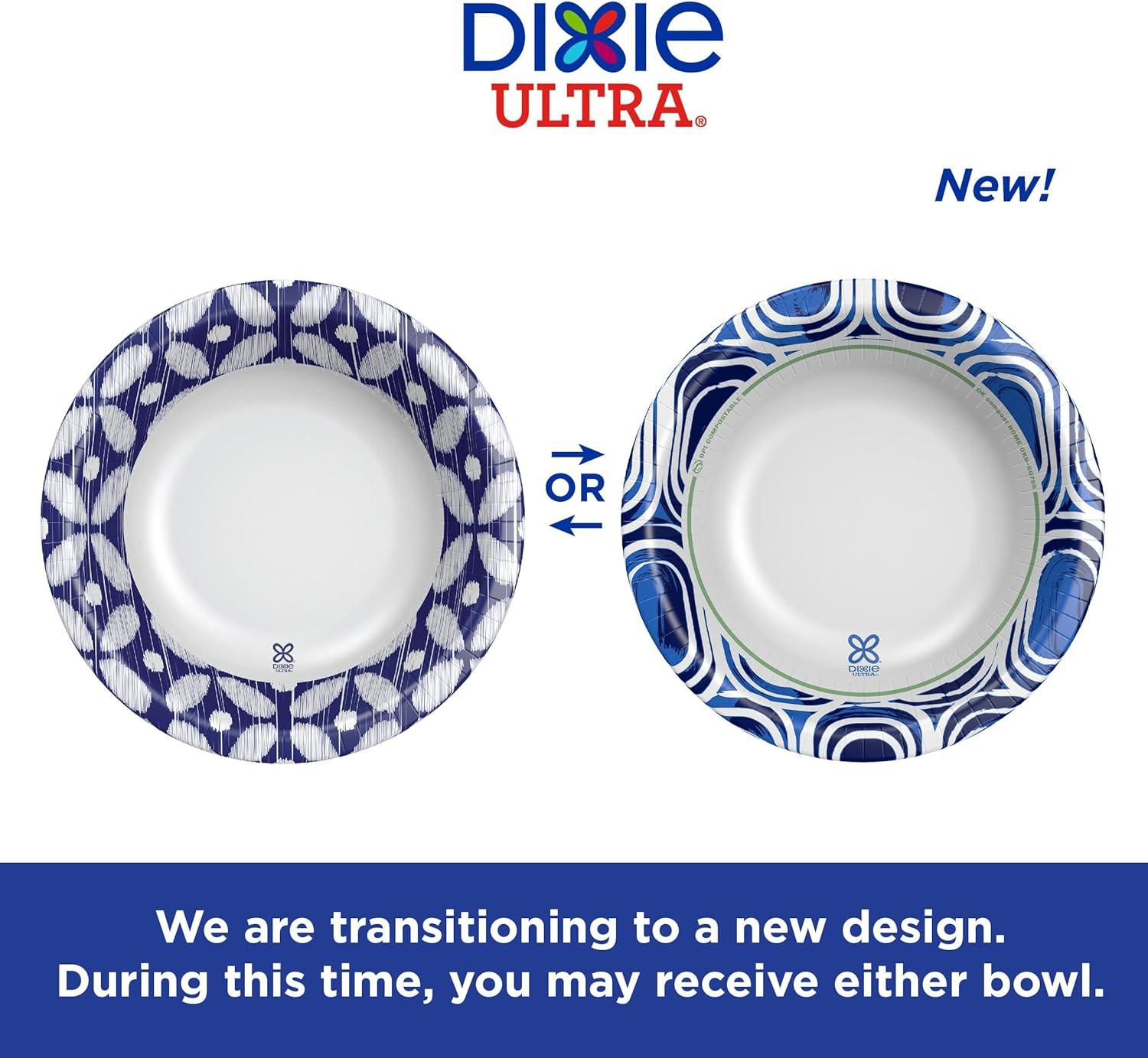 Dixie Ultra, Large Paper Bowls, 20 Oz, 56 Count, Microwave Safe, Compostable, Di