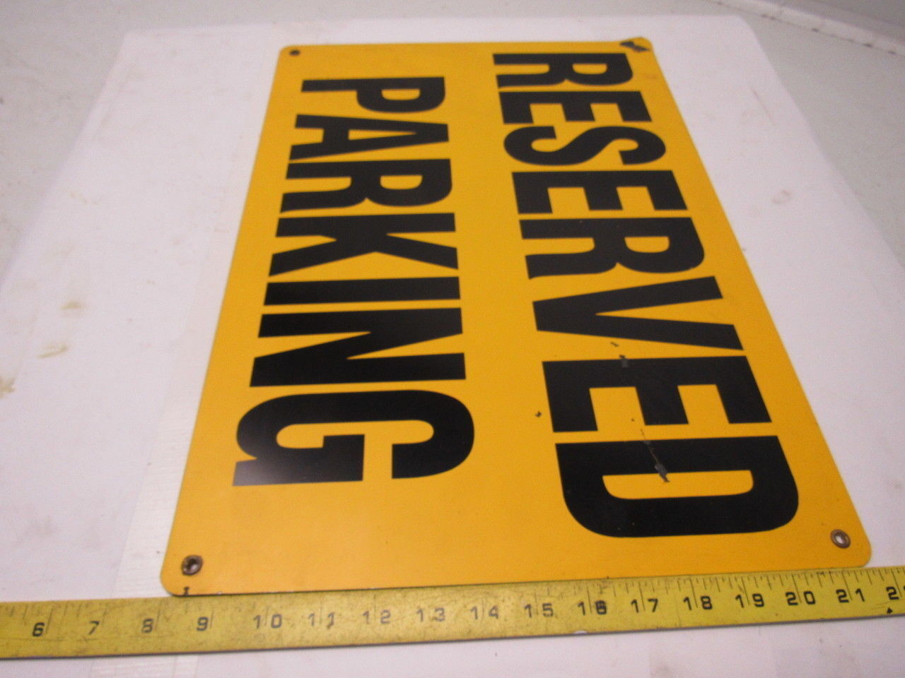 Large Enamel Steel Sign «RESERVED PARKING» 20″ x 14″ Yellow & Black