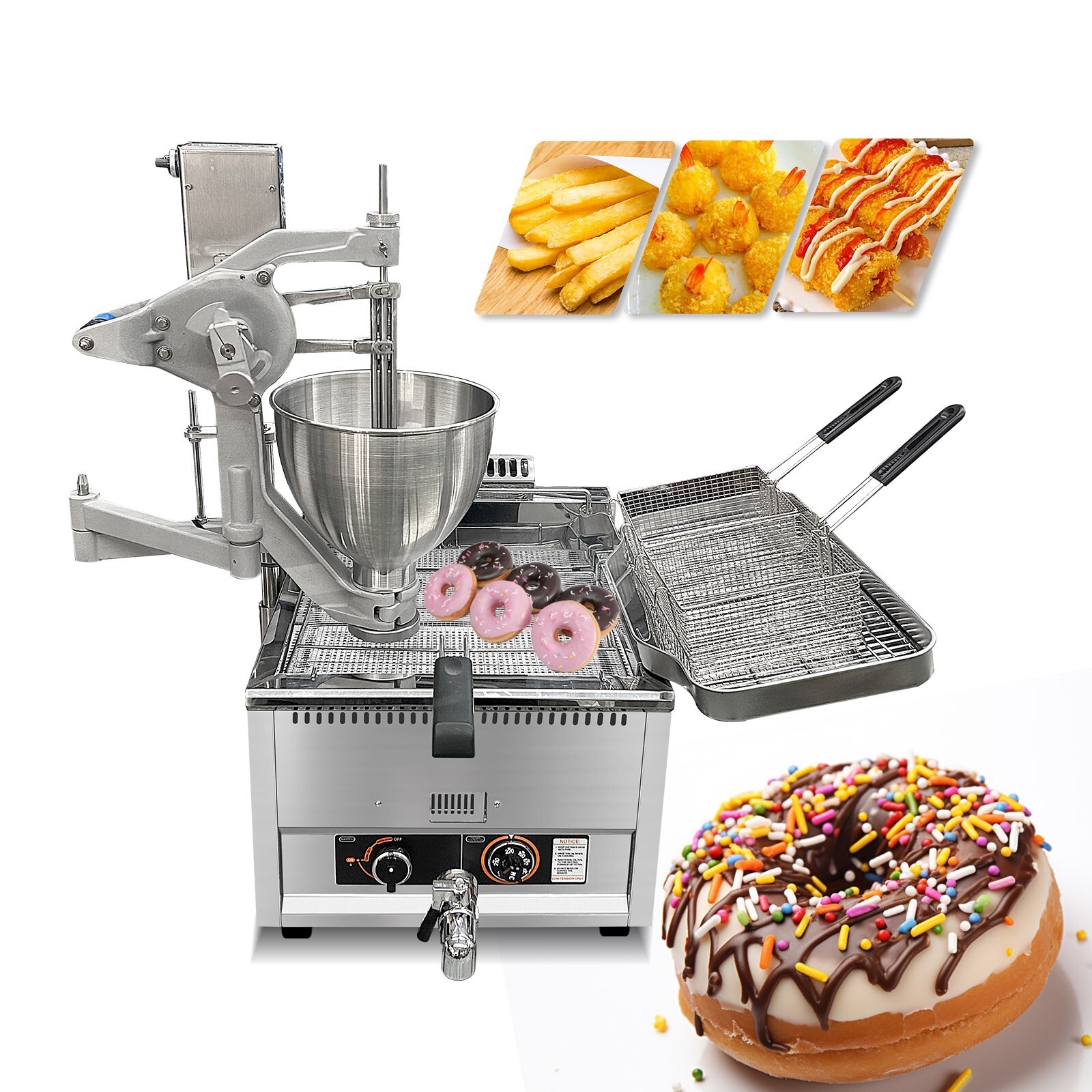 Kolice Commercial Gas Heating Donuts Frying Machine 3 Different Molds LNG/LPG