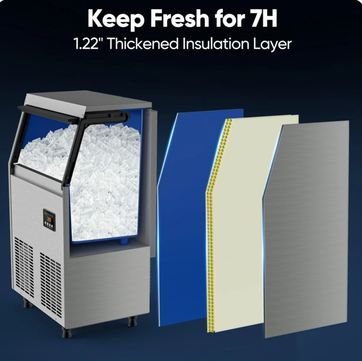 100lb/24H Commercial Ice Maker Under Counter Ice Machine w/ 34lb Ice Bin