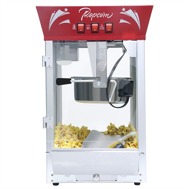 12 oz Kettle Commercial Popcorn Maker Machine Tempered Glass Warming Deck 850W