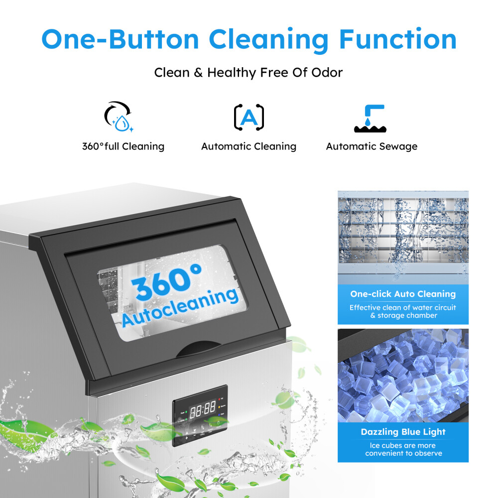 150Lbs Commercial Ice Maker Freestanding Undercounter Ice Cube Machine, ETL NFS