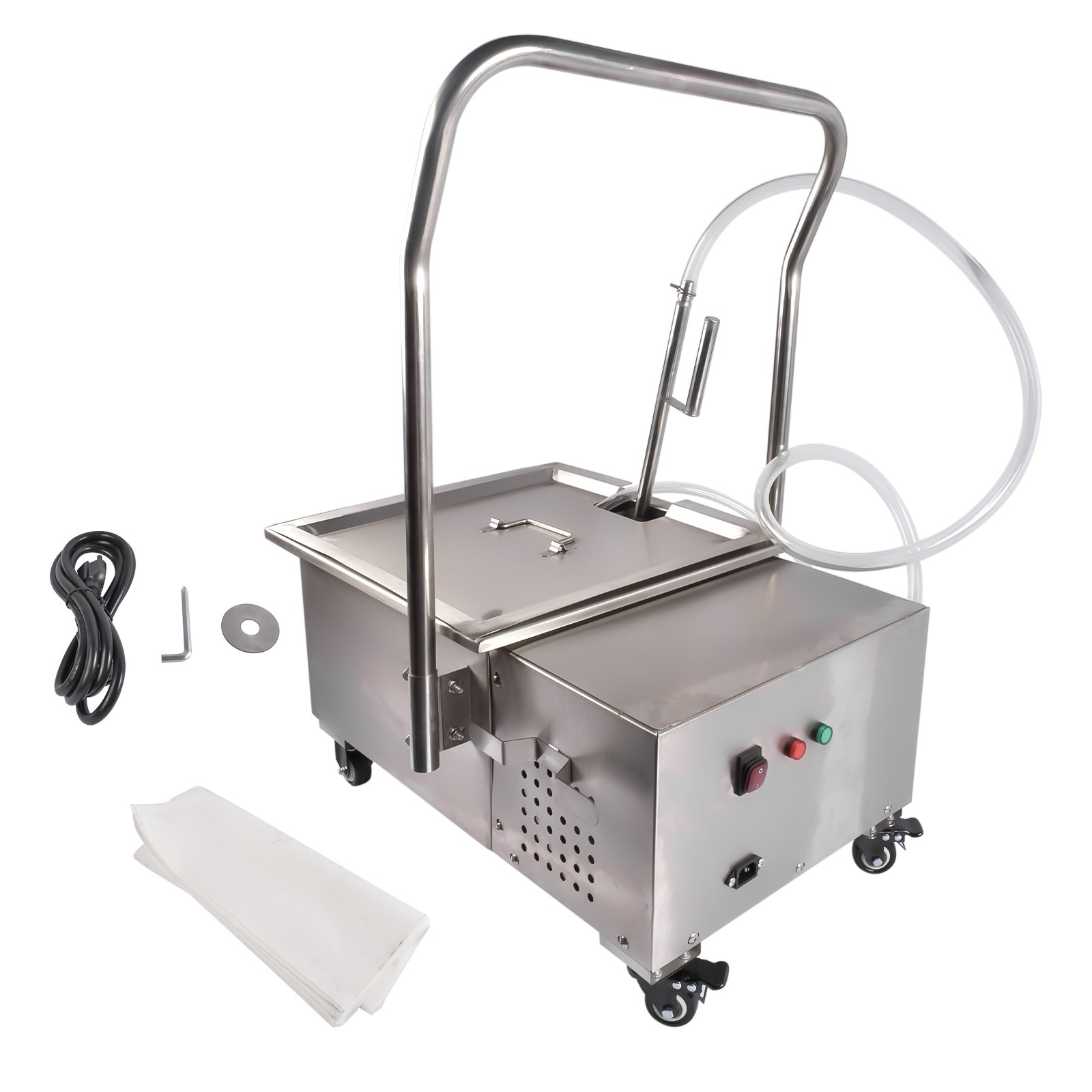 Fryer Oil Filter Cart Machine Commercial Cooking Oil Filtration System 370W