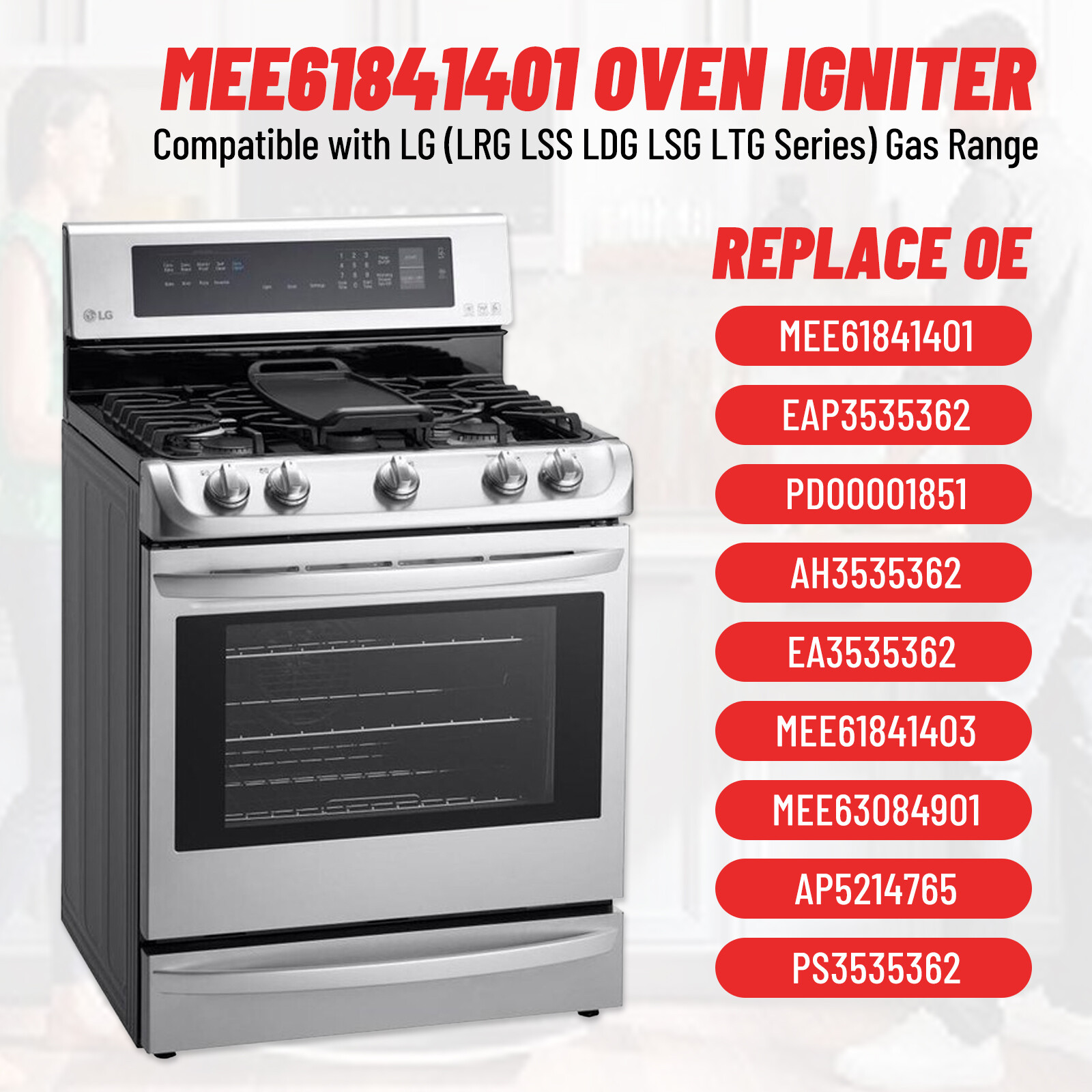 Range Oven Ignitor for LG MEE61841401 AP5214765 PS3535362 Exact Replacement NEW
