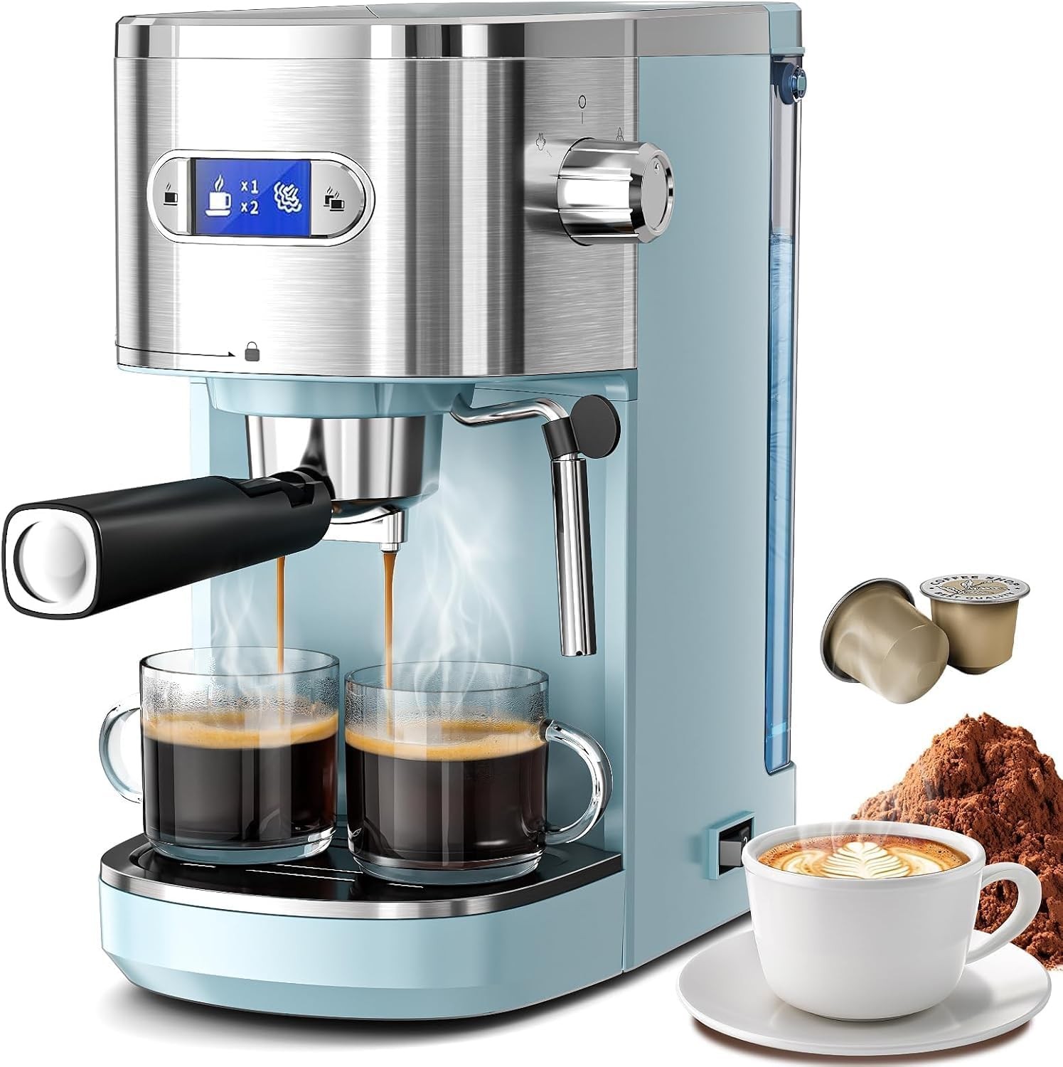 20 Bar Espresso Machine,Semi-Automatic Espresso Machine with Milk Frother Steam