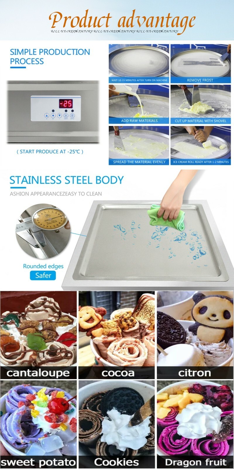 Kolice Commercial ETL 21″X21» Single Square Pan Fry ice Cream roll Machine