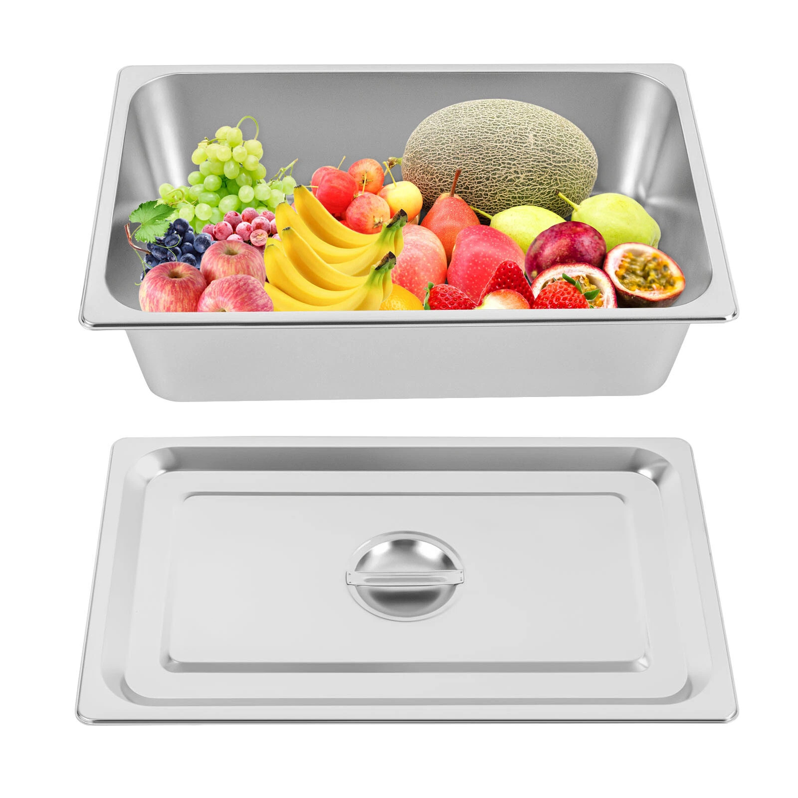 4 Pack 6″ Deep Stainless Steel Steam Table Pans Hotel Food Prep Pan with Lids