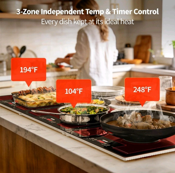 Food Warmers for Parties Buffet, 47″x15″ Extra-Long Warming Mat for Food 3-in-1