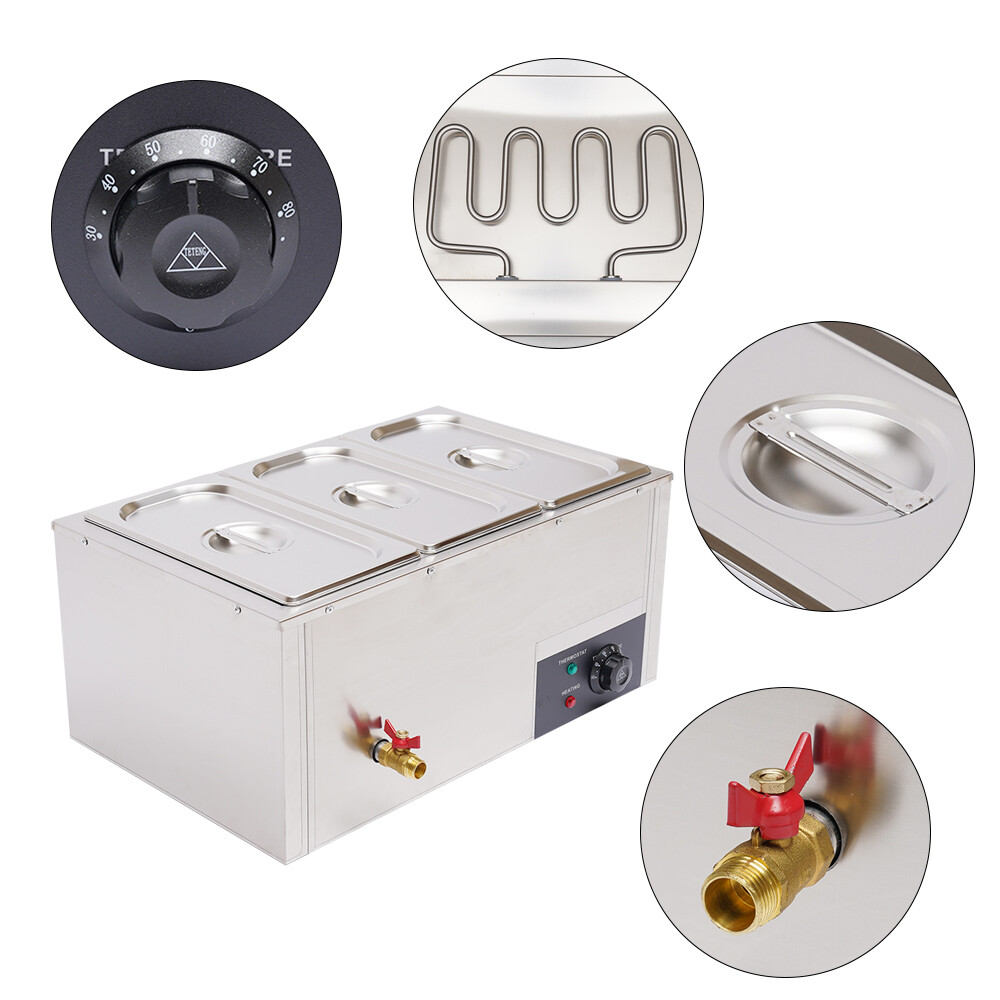 3-Pan Commercial Electric Food Warmer Steam Table Buffet Bain Marie Countertop