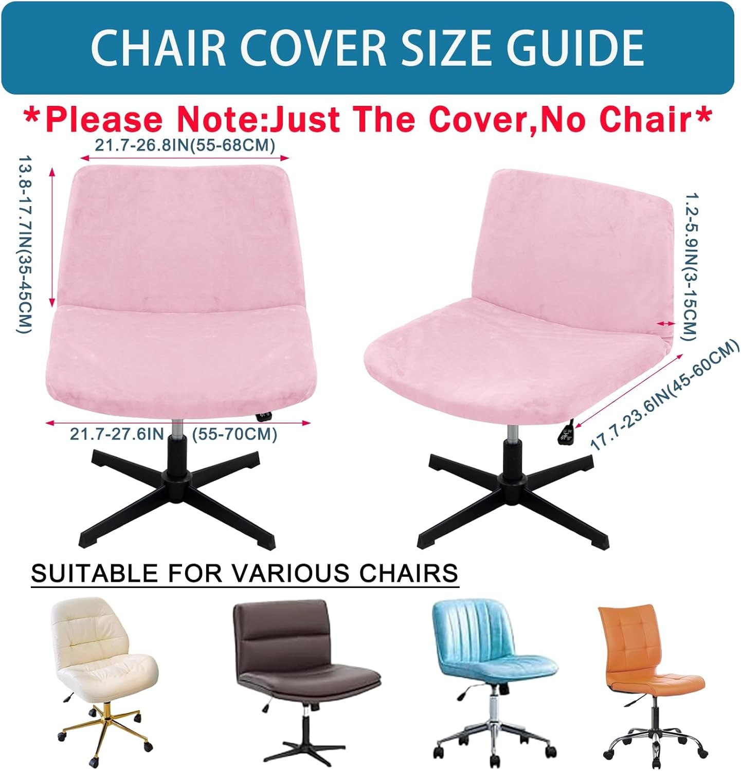 Criss Cross Chair Cover Vanity Chair Cover Waterproof and Elastic Armless Chair